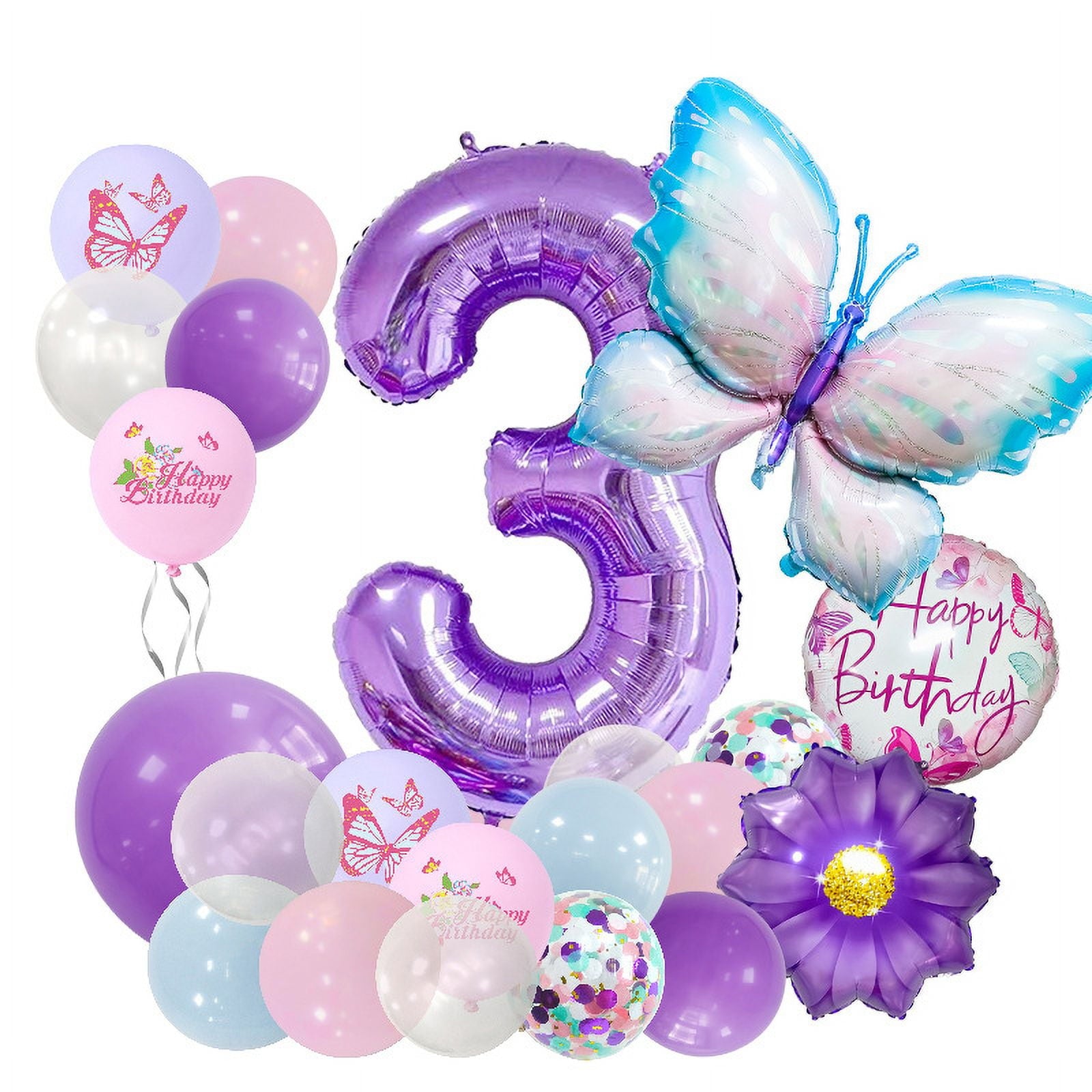Purple Butterfly Number Balloon Set 1 2 3 4 5 6 7 8 9 Purple Number Children Birthday Party Decorative Balloons Wholesale (6)