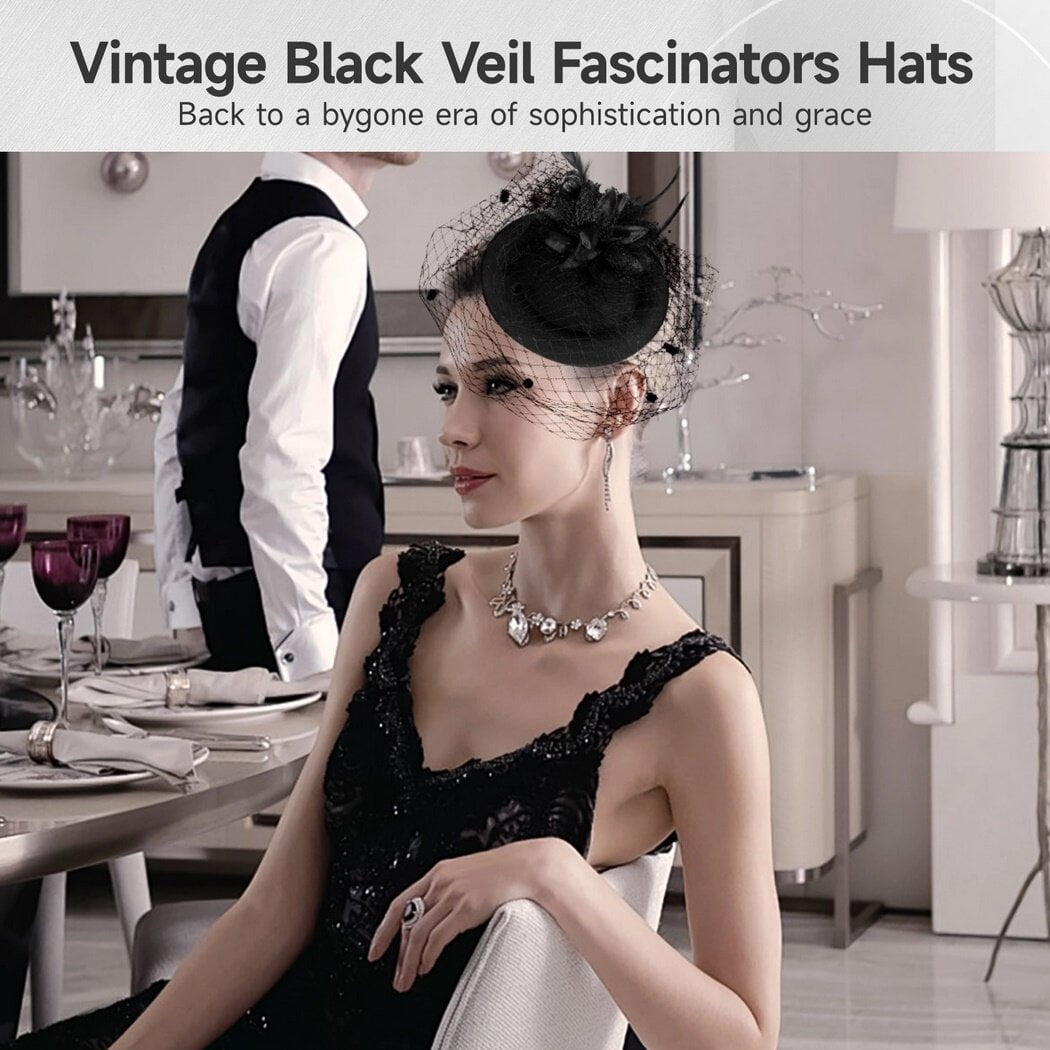 8 Pcs Fascinators Hats Tea Party Hats for Women Girls,Flower Feathers Mesh Hat for Cocktail Party Church Wedding Christmas