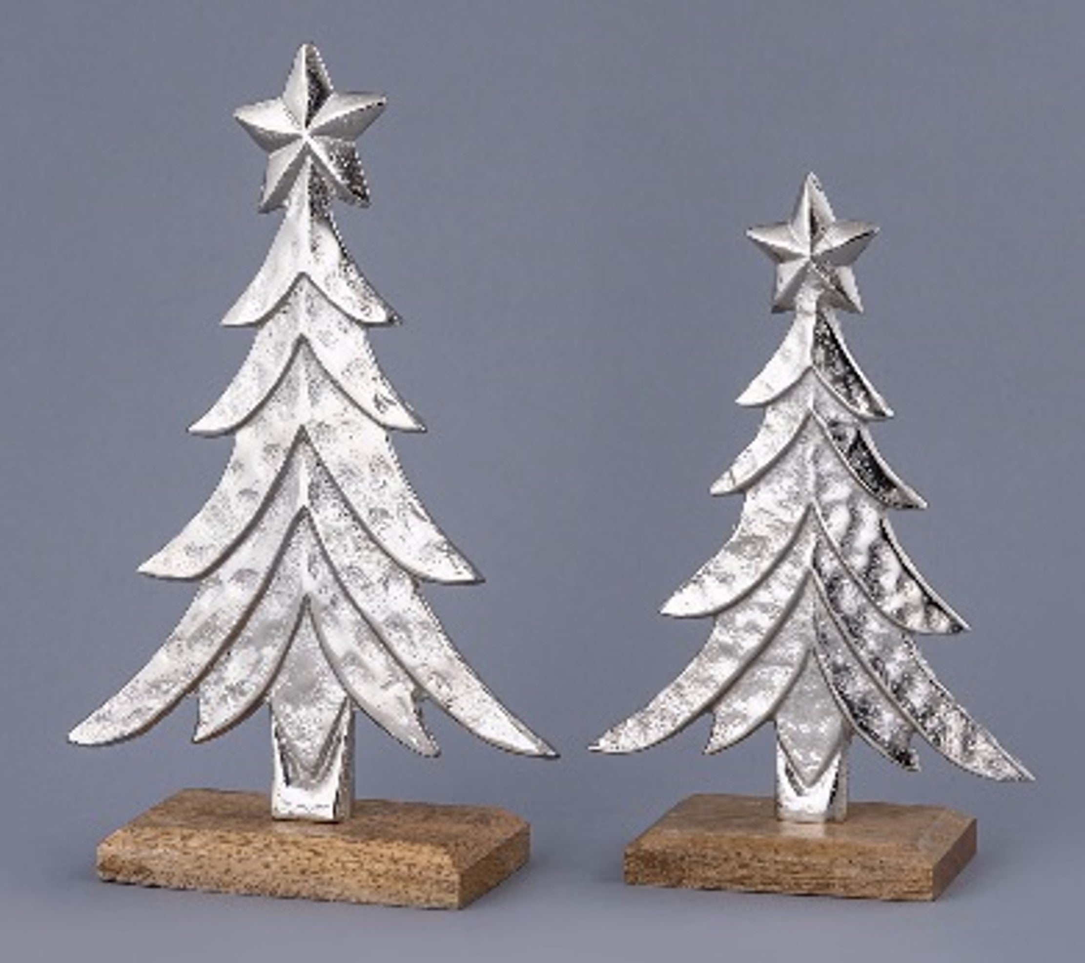 Northlight Pine Trees Textured Metal Christmas Decorations - 11" - Set of 2