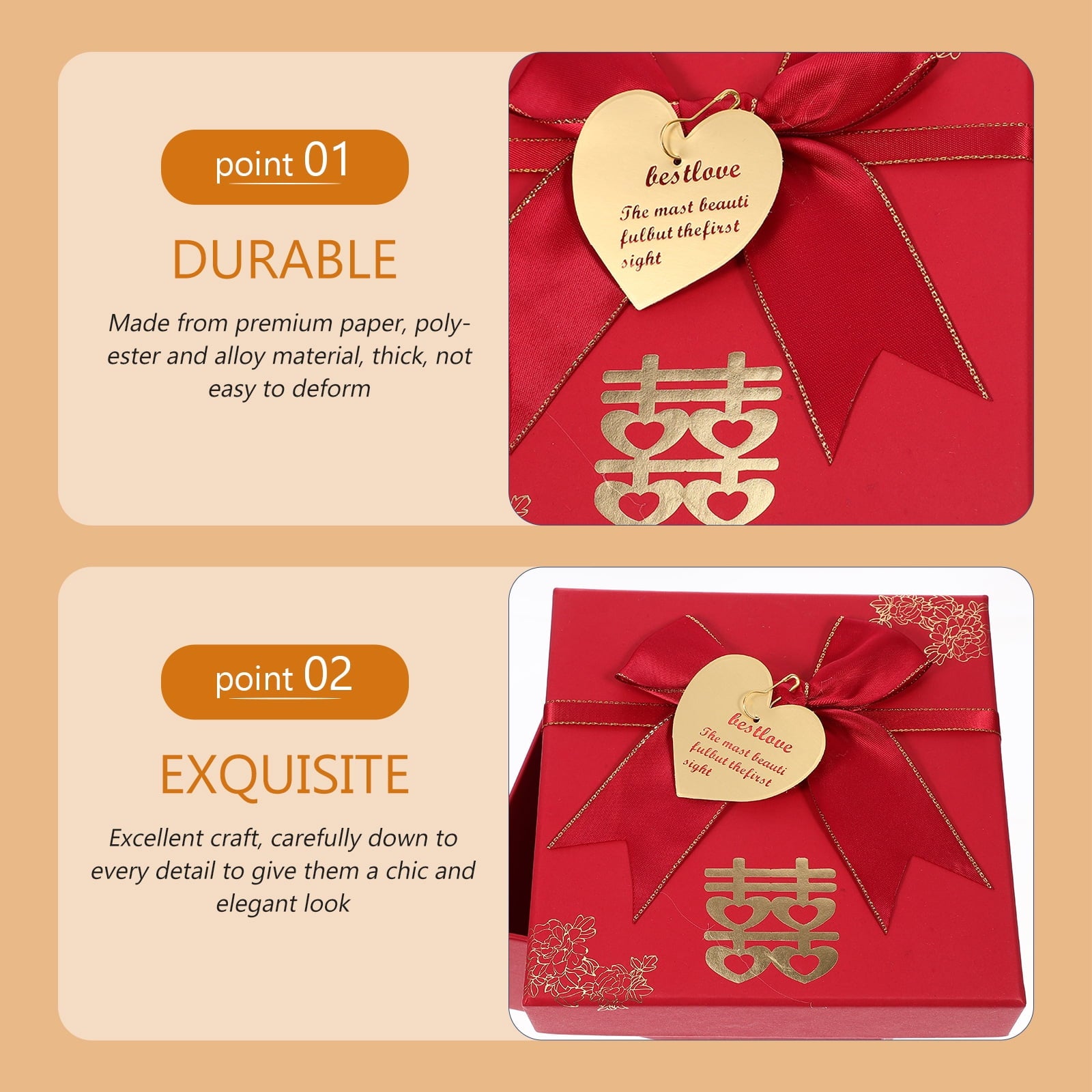 4pcs Chinese Wedding Paper Boxes Paper Cases Paper Present Wrapping Materials