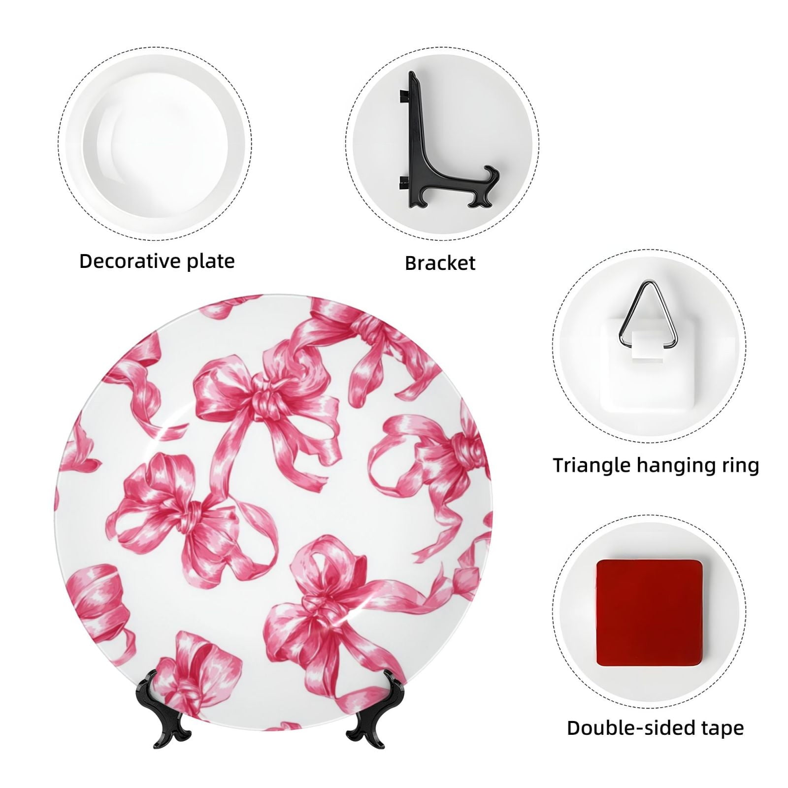 Decorative Plates – Bone China Wall & Table Decor - Cute Bow Tie - 8in