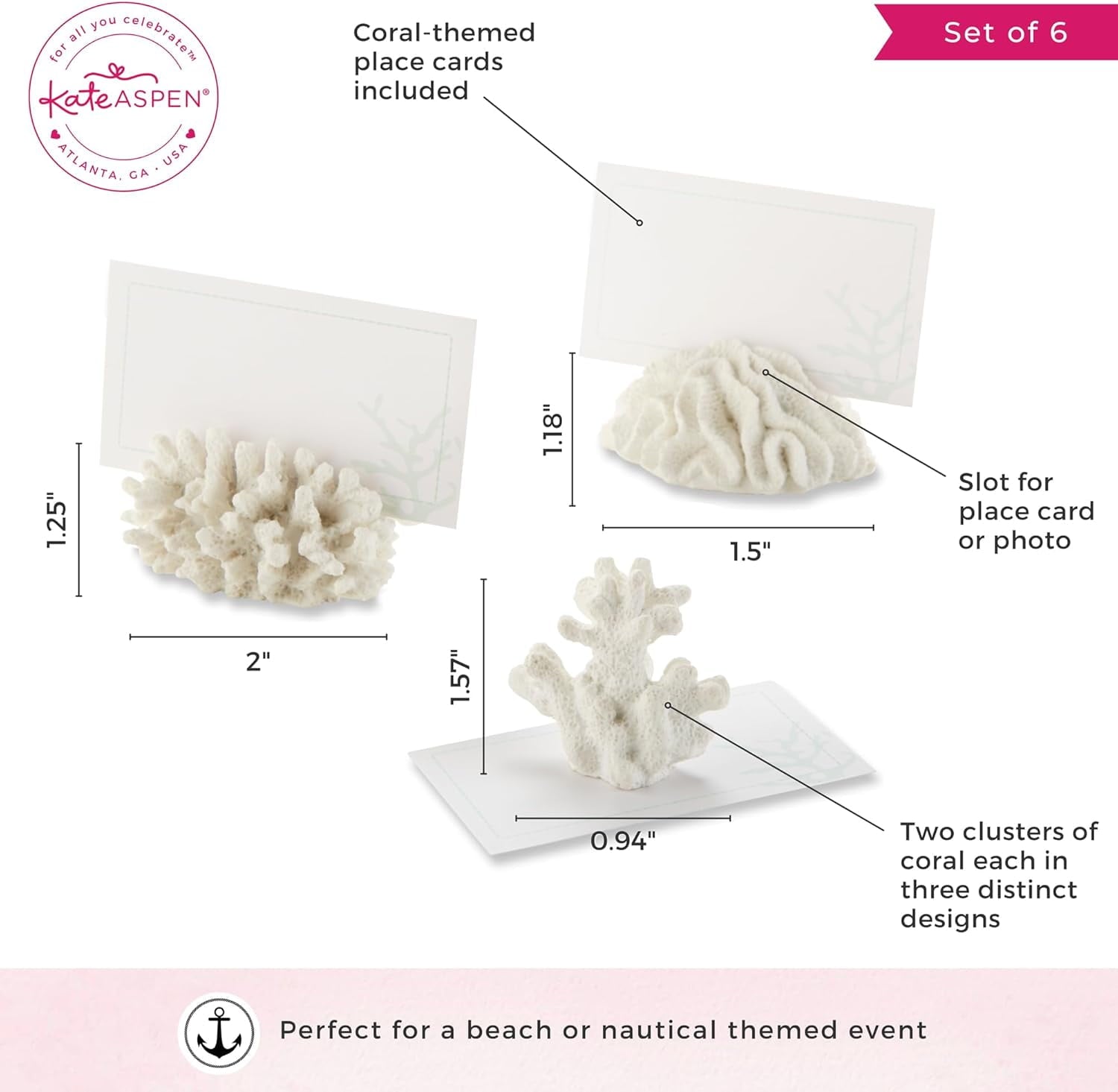Kate Aspen Place Card Holders, White