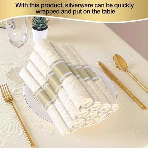Standard Paper Napkin Band,Napkin Ring Self Adhesive,200PCS Matte Gold Silverware Wraps Bands,Table Setting Wedding Event Party Supply (Matte Gold /200pcs) NB-G200