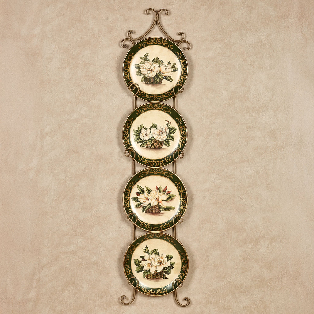 Magnolia Ceramic Floral Decorative Plates Set of Four Ivory Set of 4