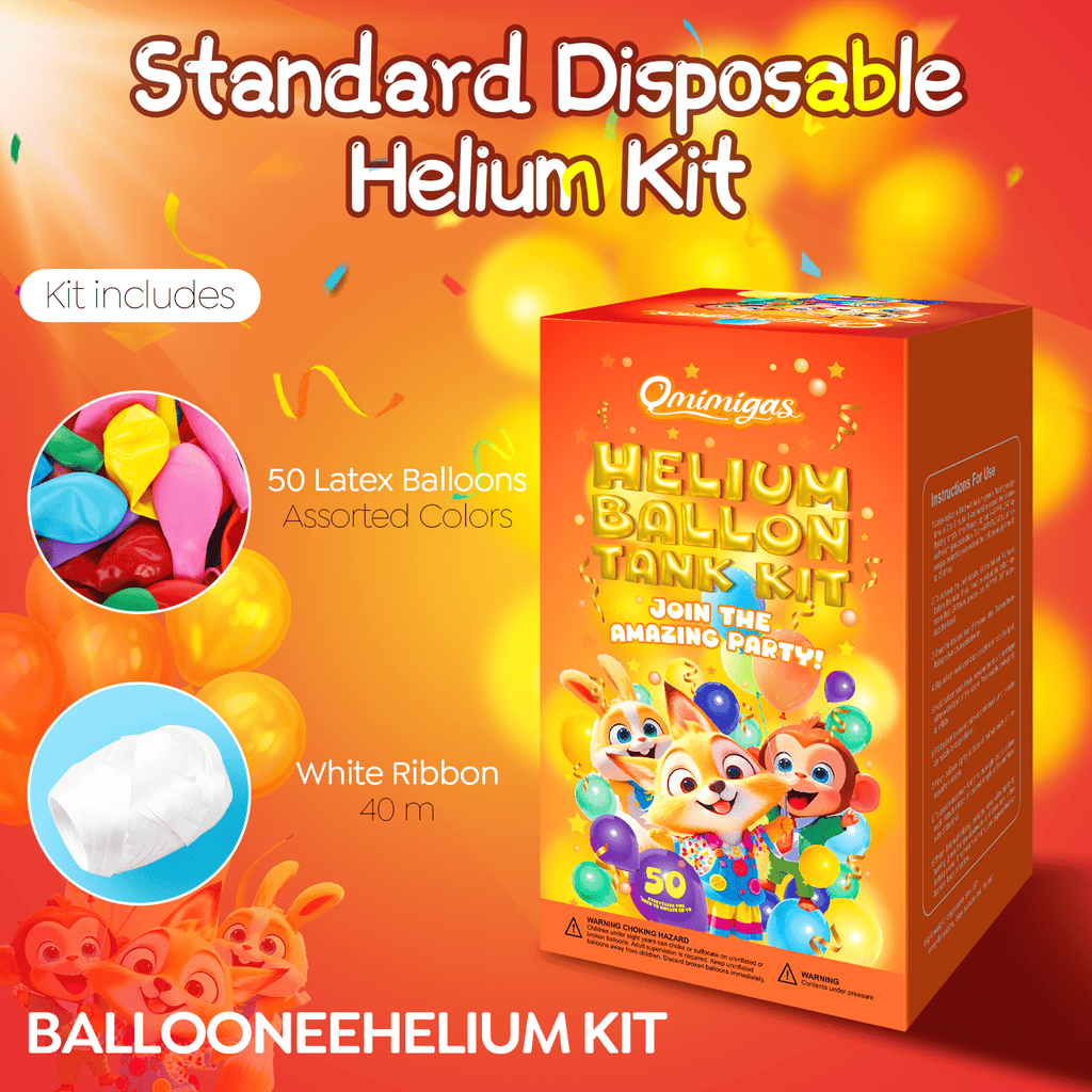 Helium Tank for Balloons at Home 13.4L Up to 50 Latex Balloons Ribbons 99.99% Pure Helium Gas Tank Pump Kit (1 Tank)