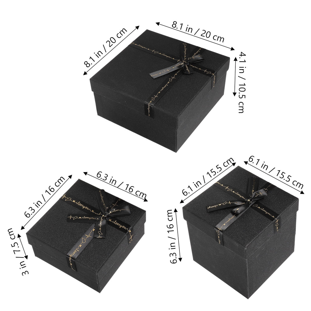 unbranded  3 Pcs Gift Wrapping Boxes Favors Cardboard Crate Bridesmaid Black