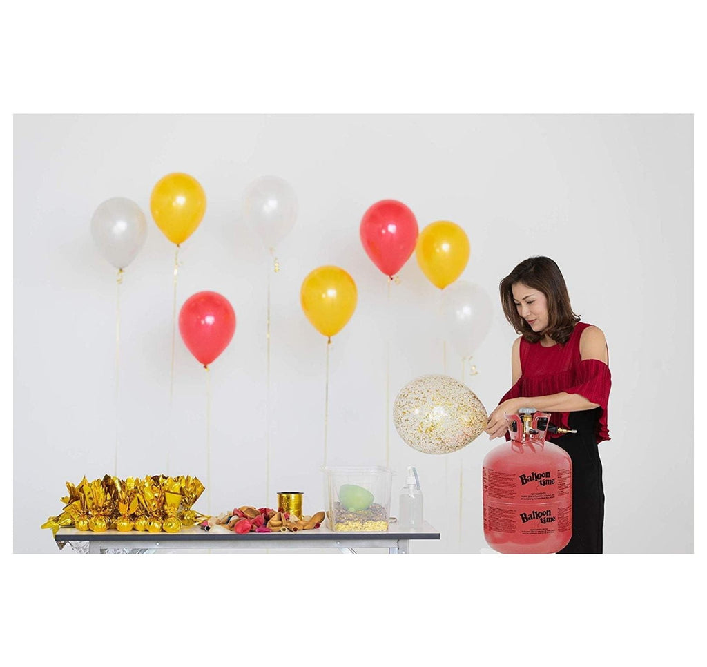 Helium for Balloons At Home, 14.9 Cu Ft Helium Balloon Pump Kit with 50 Assorted Latex Balloons, White Curling Ribbon and Balloon Tie Tool - Plus Drawstring Backpack Bag