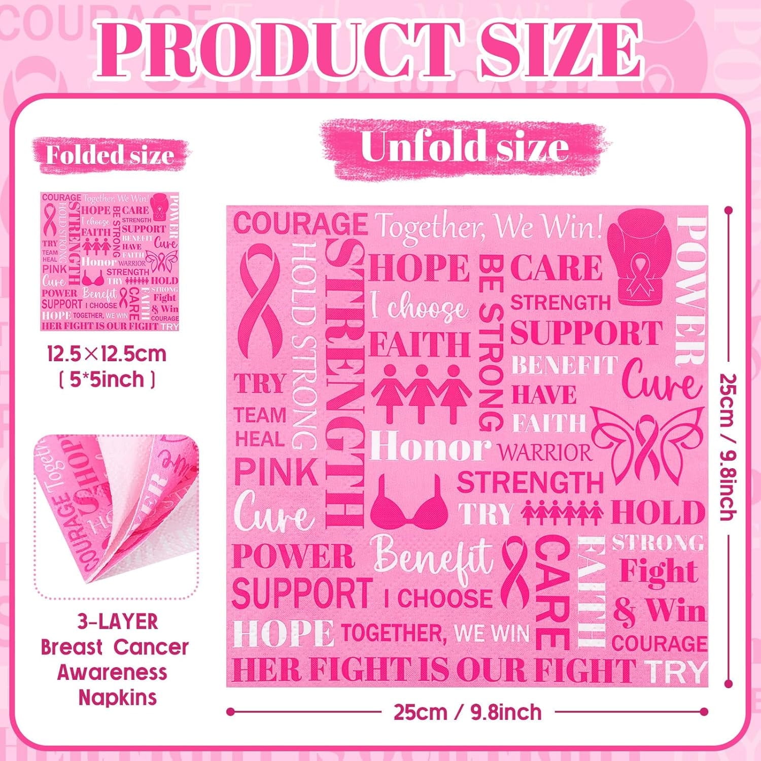 200 Pcs Breast Cancer Awareness Paper Napkin 3ply Pink Ribbon Cocktail Napkins Disposable Pink Ribbon Tissue Tableware Decorations Breast Cancer Awareness Accessories for Survivor Campaign Gift