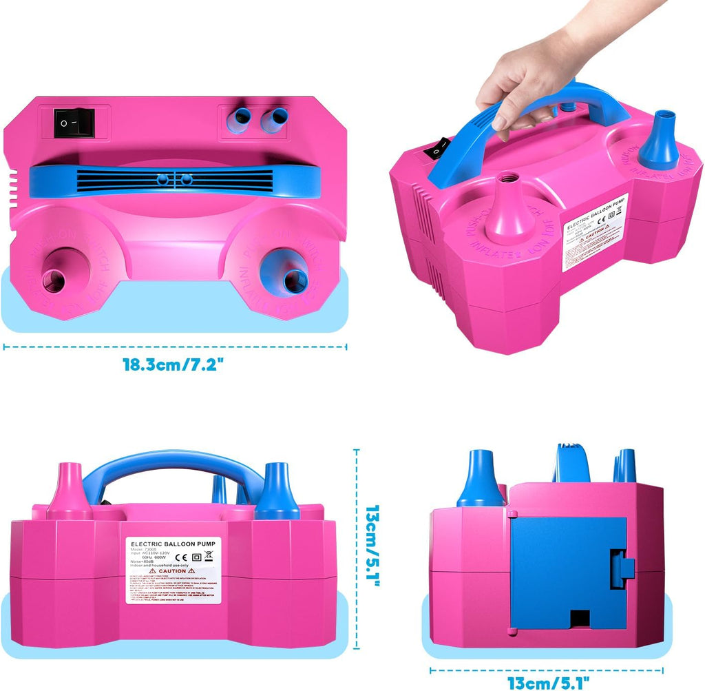 Balloon Pump, Balloon Pump Electric, Electric Balloon Pump at Home, Portable Air Blower with Dual Nozzle Balloon Air Pump for Decoration, Party and Save Time