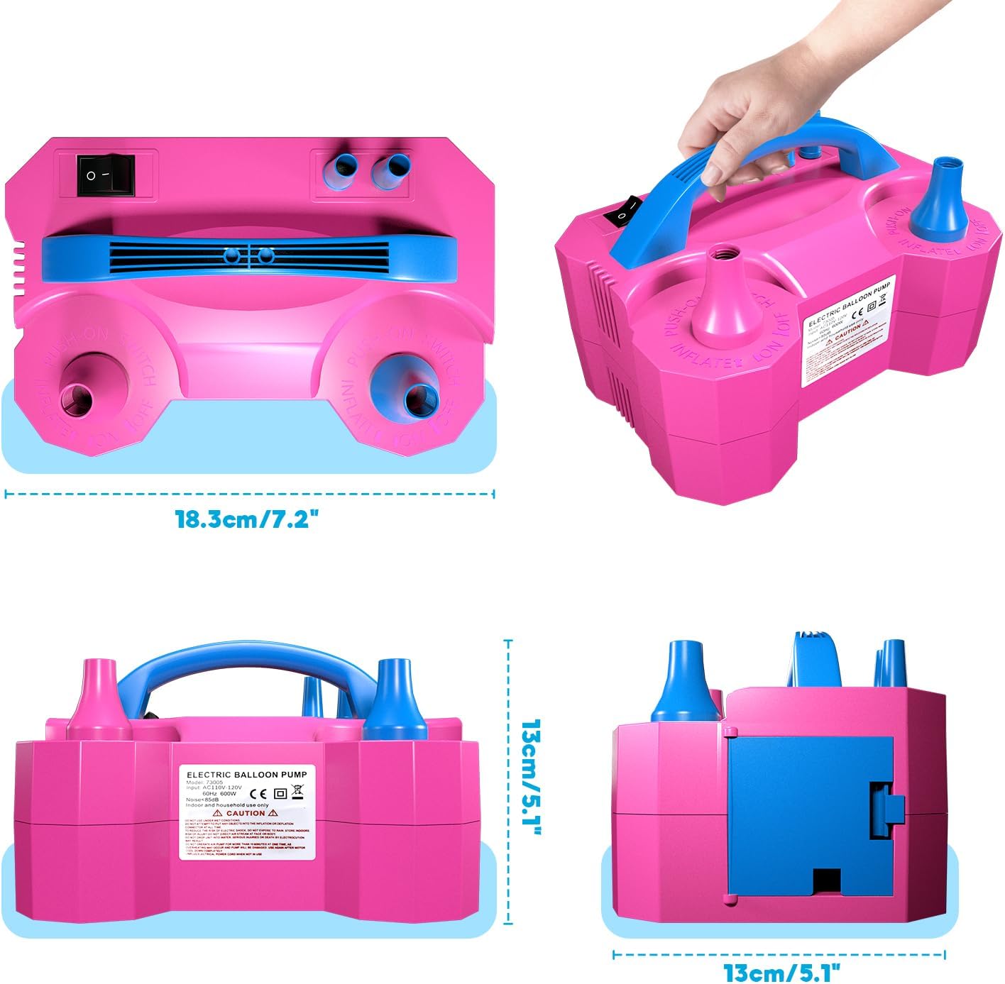Balloon Pump, Balloon Pump Electric, Electric Balloon Pump at Home, Portable Air Blower with Dual Nozzle Balloon Air Pump for Decoration, Party and Save Time