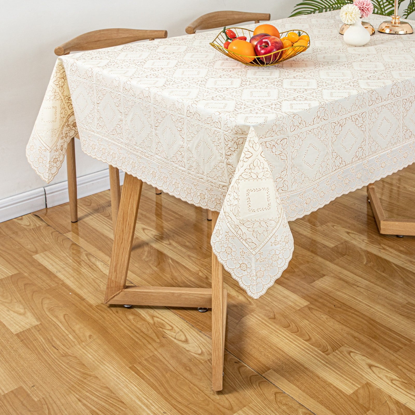 Ray Star 100% Waterproof PVC Tablecloth 60x84in Beige, Vinyl Table Cloth Cover Oil Proof Spill Proof Wipeable Table Cloths for Indoor and Outdoor Use