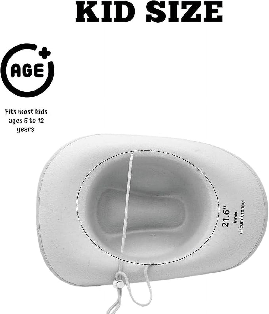 4E's Novelty Kids White Cowboy Hats Felt - 2 Pack - Fits Boys & Girls