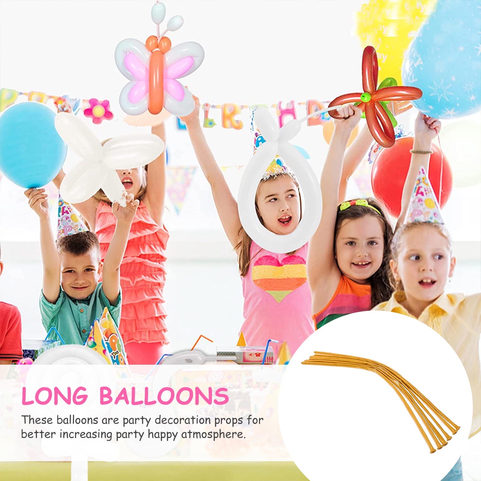 WORGEOUS 200 pcs  Strip Latex Balloons Decorative Balloons Twisting Balloons Party Favors Strip Balloons