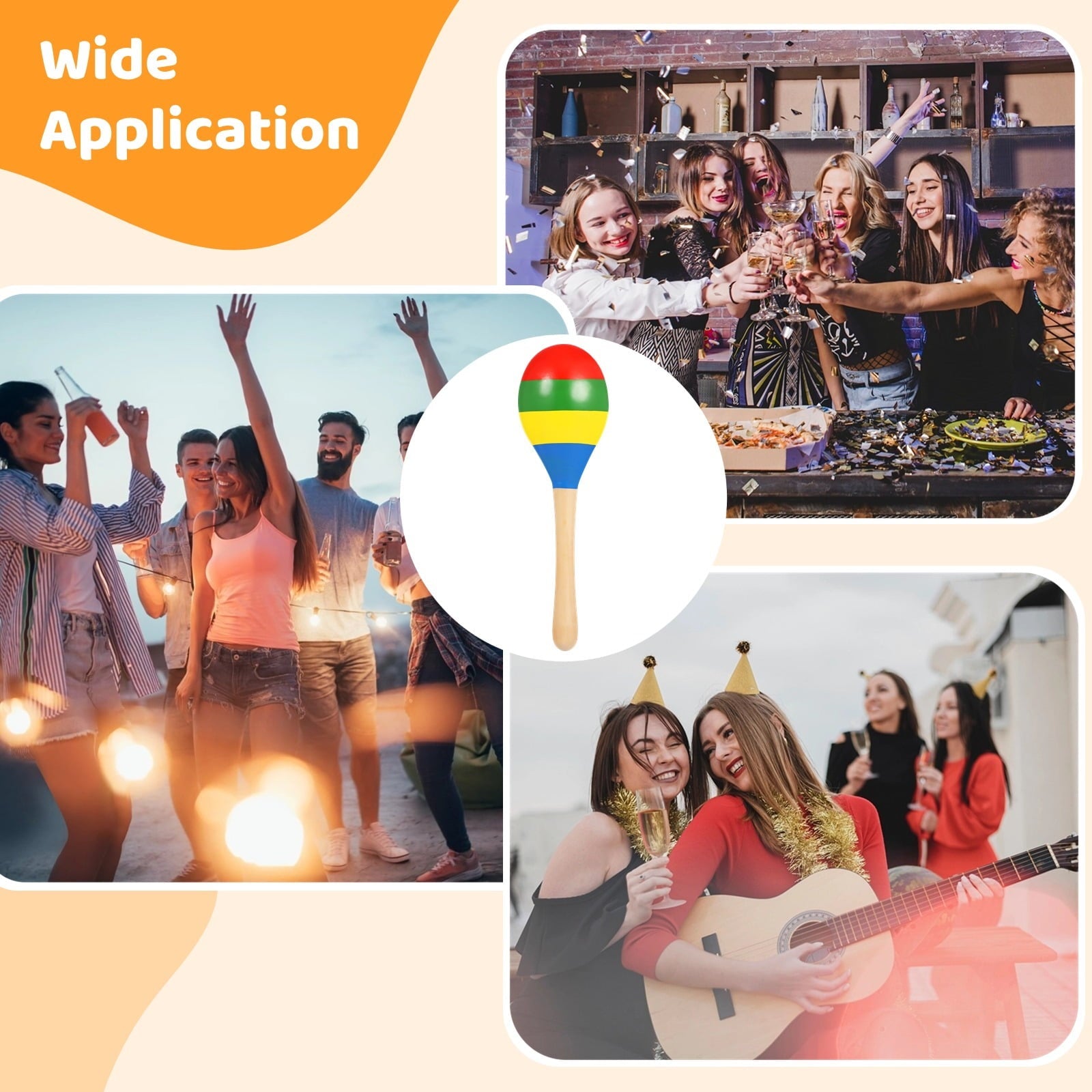 24 PCS Maracas, 7.9 Inches Multi-Colored Wooden Maracas, Lightweight Design Noisemaker Musical Fun Party Favor for Adult Mexican Party Props Birthday Carnival