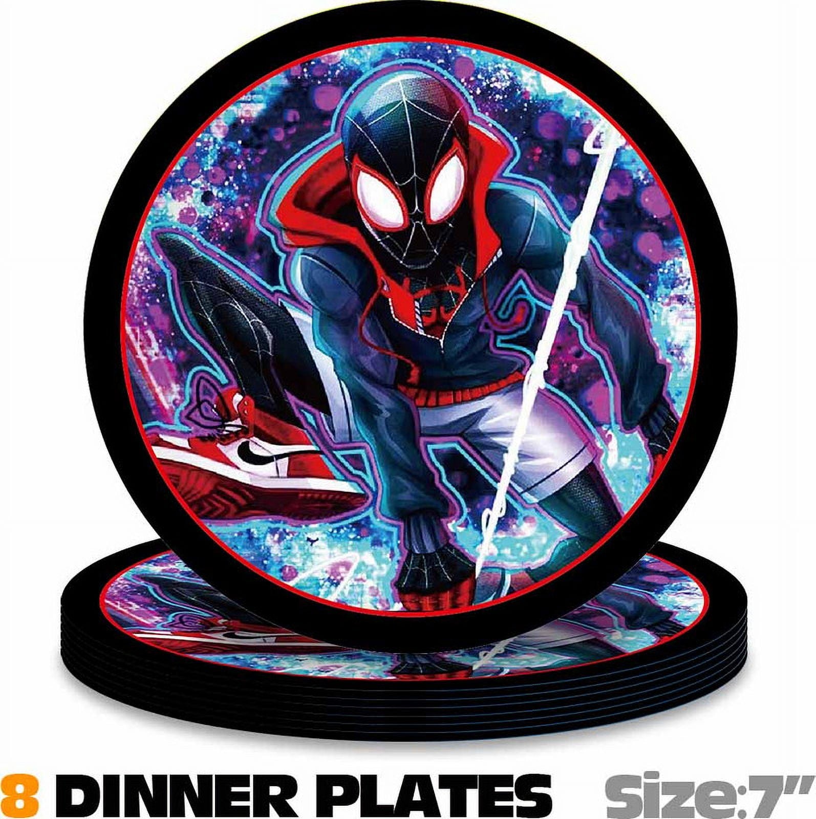 Miles Morales Party Supplies Plates Decorations Birthday Cake Topper Banner Decor Backdrop Balloons