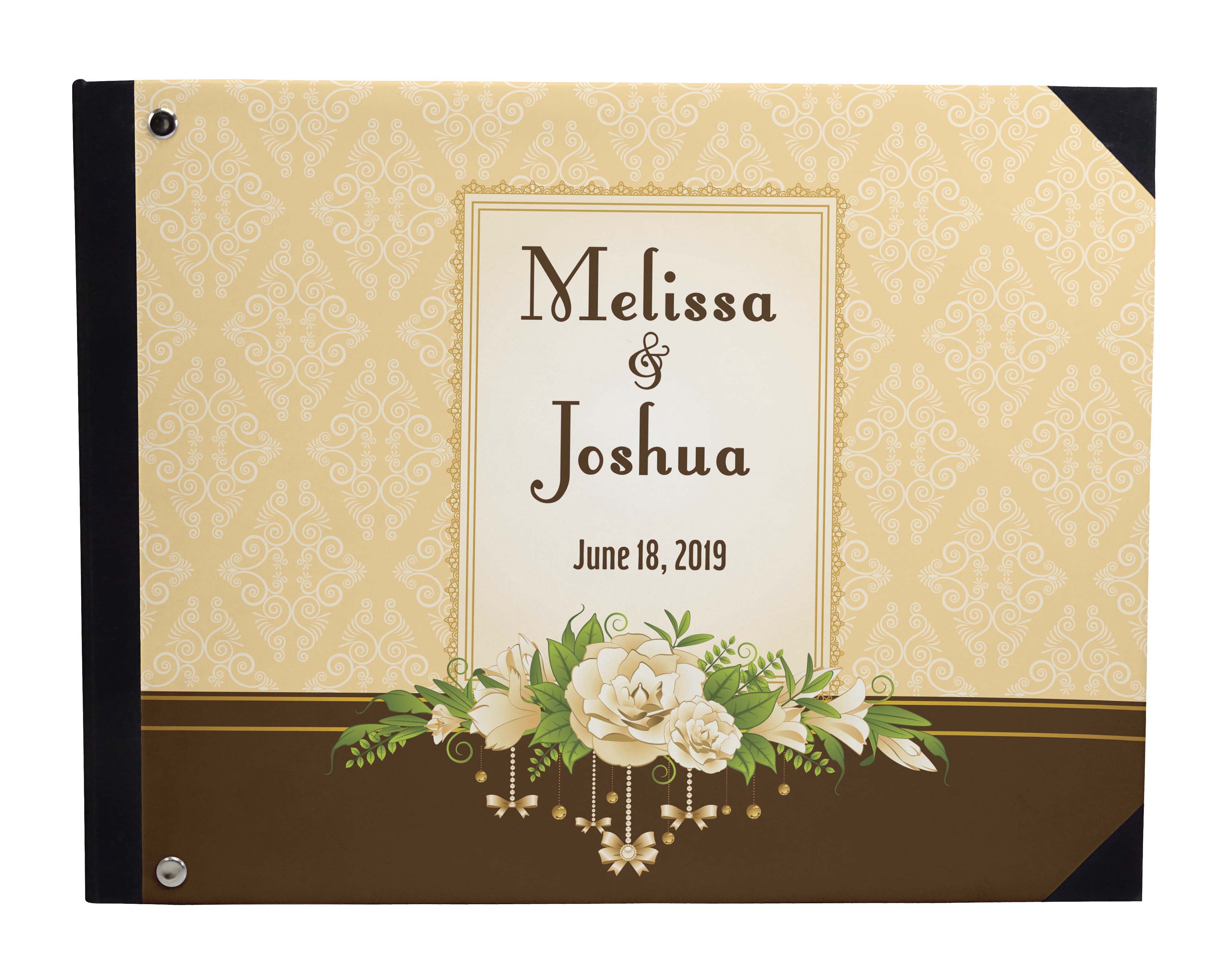 Darling Souvenir White Geometric Wedding Guest Book Hardbound Guest Sign-In Book Guest Registry Guestbook-9 x 12 Inches