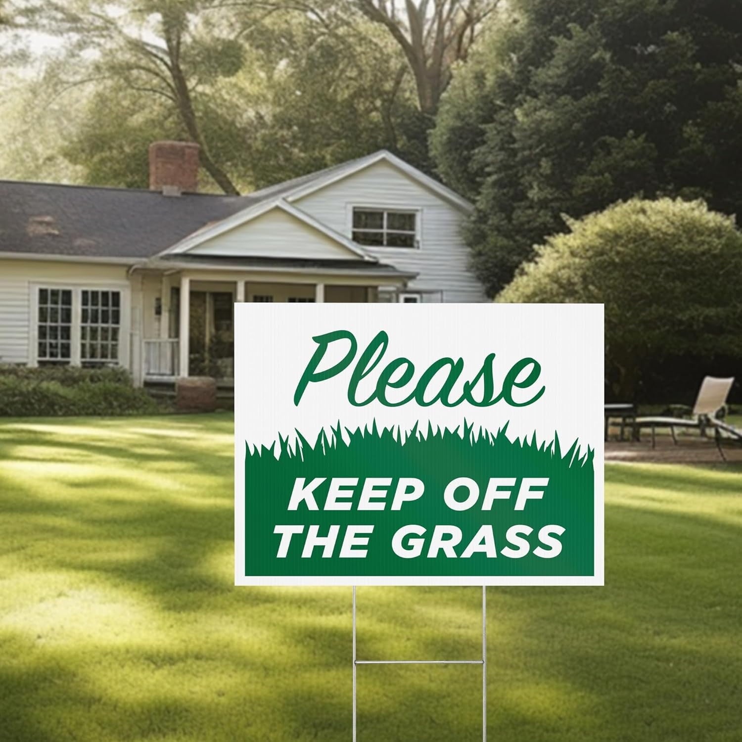Keep Off Grass Yard Signs with H-Frame Stakes, 17" x 13" Corrugated Plastic Keep Off Grass Signs for Yard (Pack of 4)