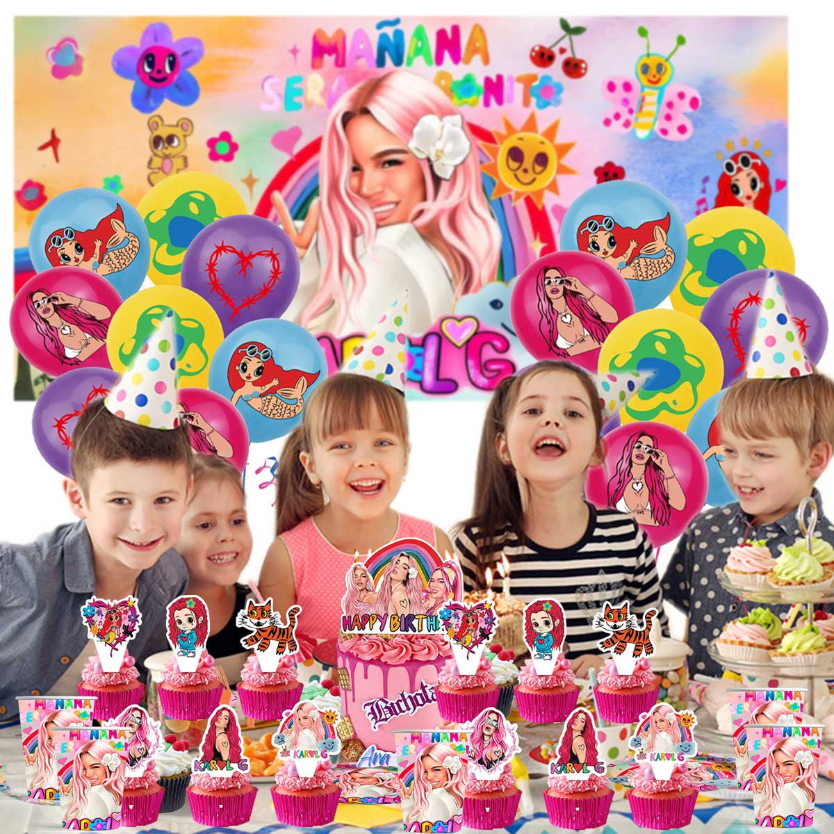 Manana Sera Bonito KAROL G Birthday Party Supplies Balloons Plates Decoration Cake Topper Decor Tableware Banner Backdrop