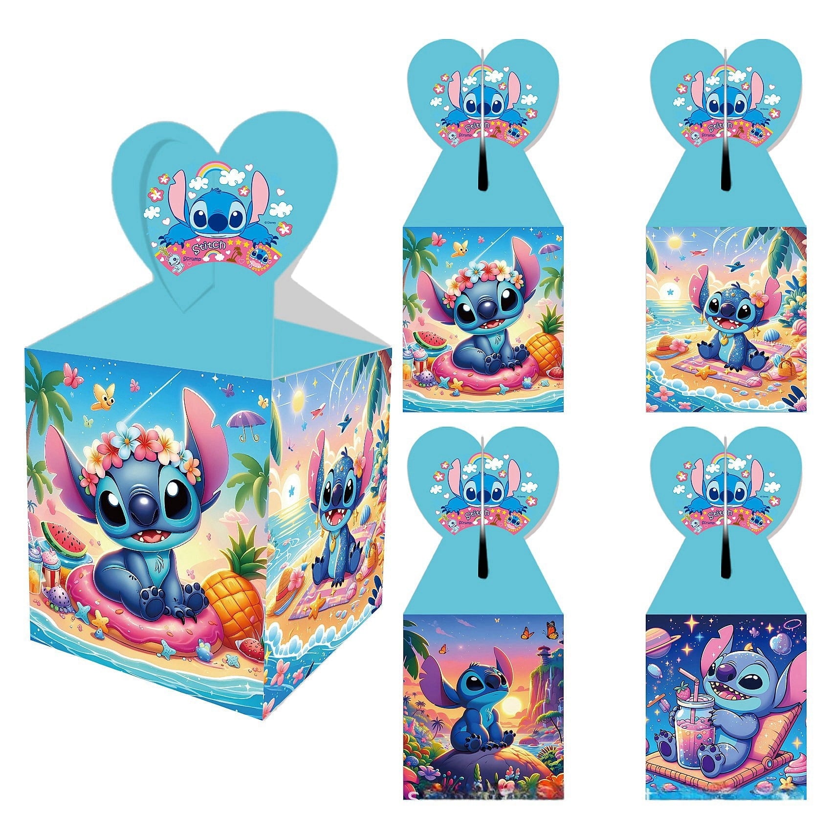 24PCS Stitch Party Candy Boxes for Anime Theme Birthday Party Supplies Decor,Kids Birthday Game Party Kraft Paper Gift Bag Decoration