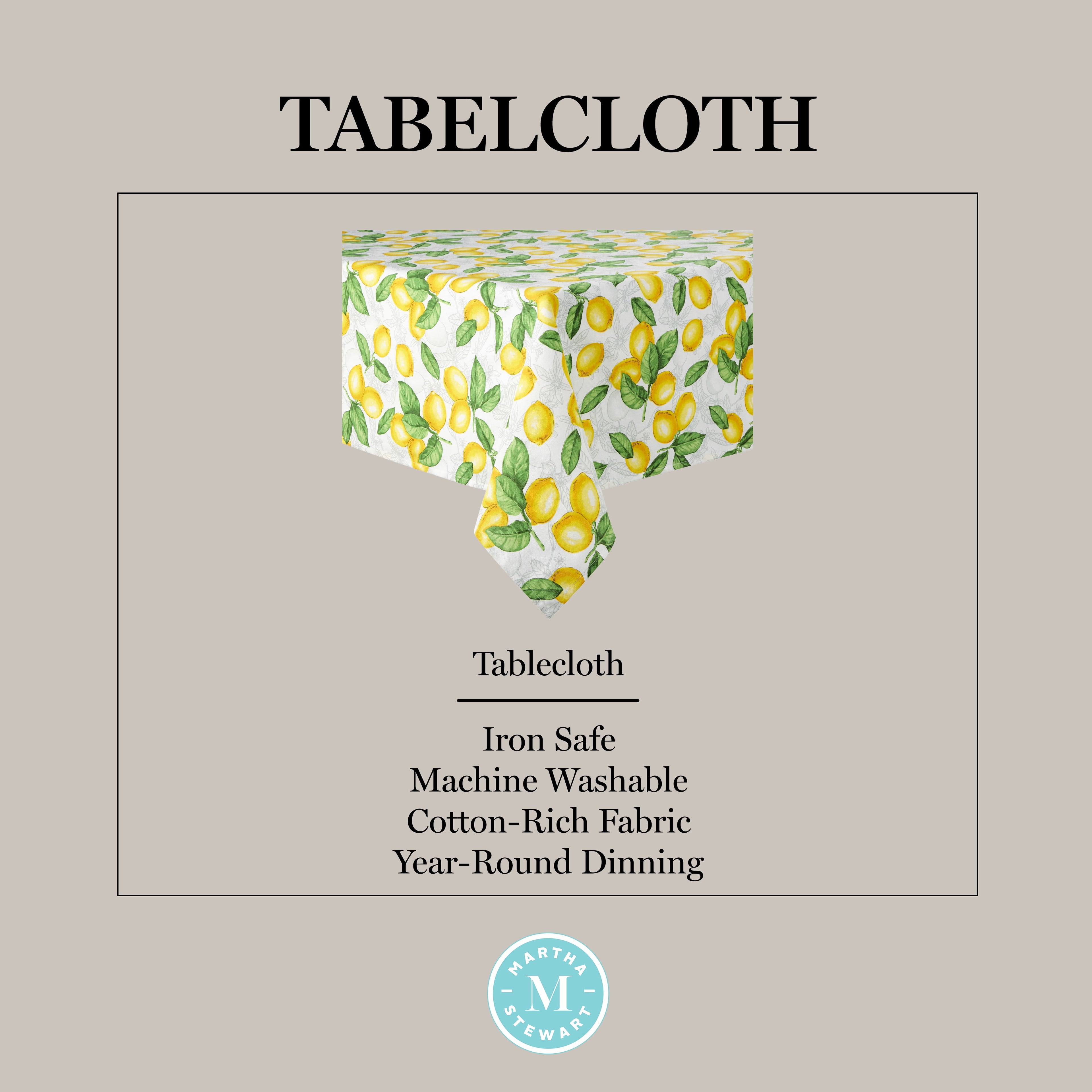 Martha Stewart Lots of Lemons Fabric Tablecloth Single Pack, White/Yellow, 60"x102"
