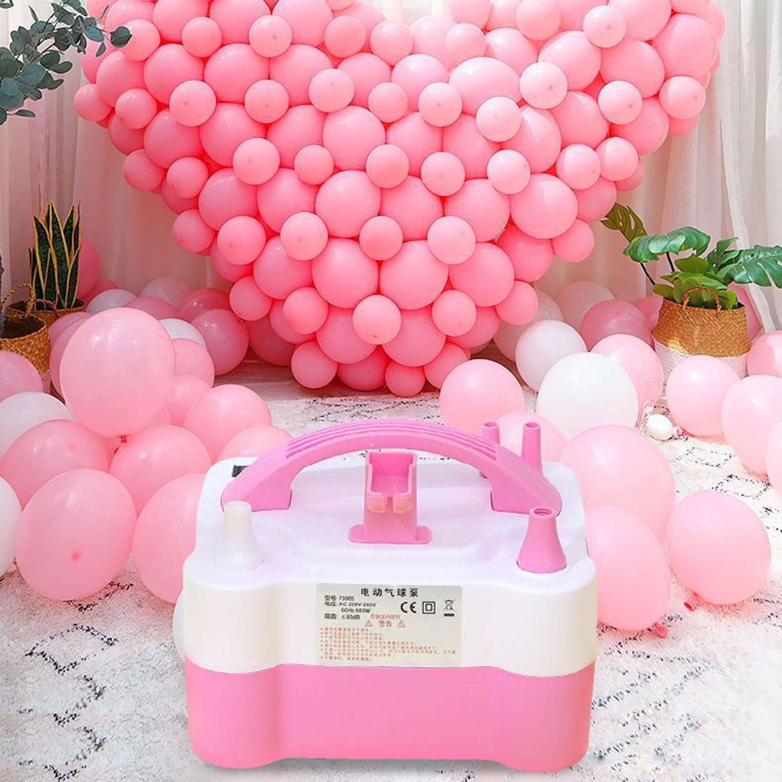 SUSUchens Electric Balloon Pump Portable Automatic Dual Nozzle 110V 600W Balloon Inflator Birthday Gender Reveal Baby Shower Balloons Party Supplies Blue EU