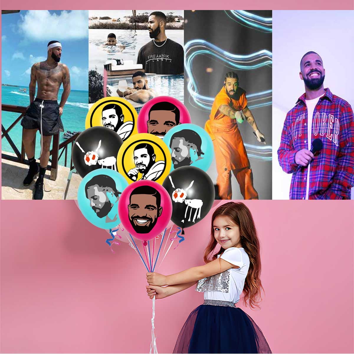 Drake Birthday Party Supplies Balloons Plates Decoration Cake Topper Decor Tableware Banner Backdrop
