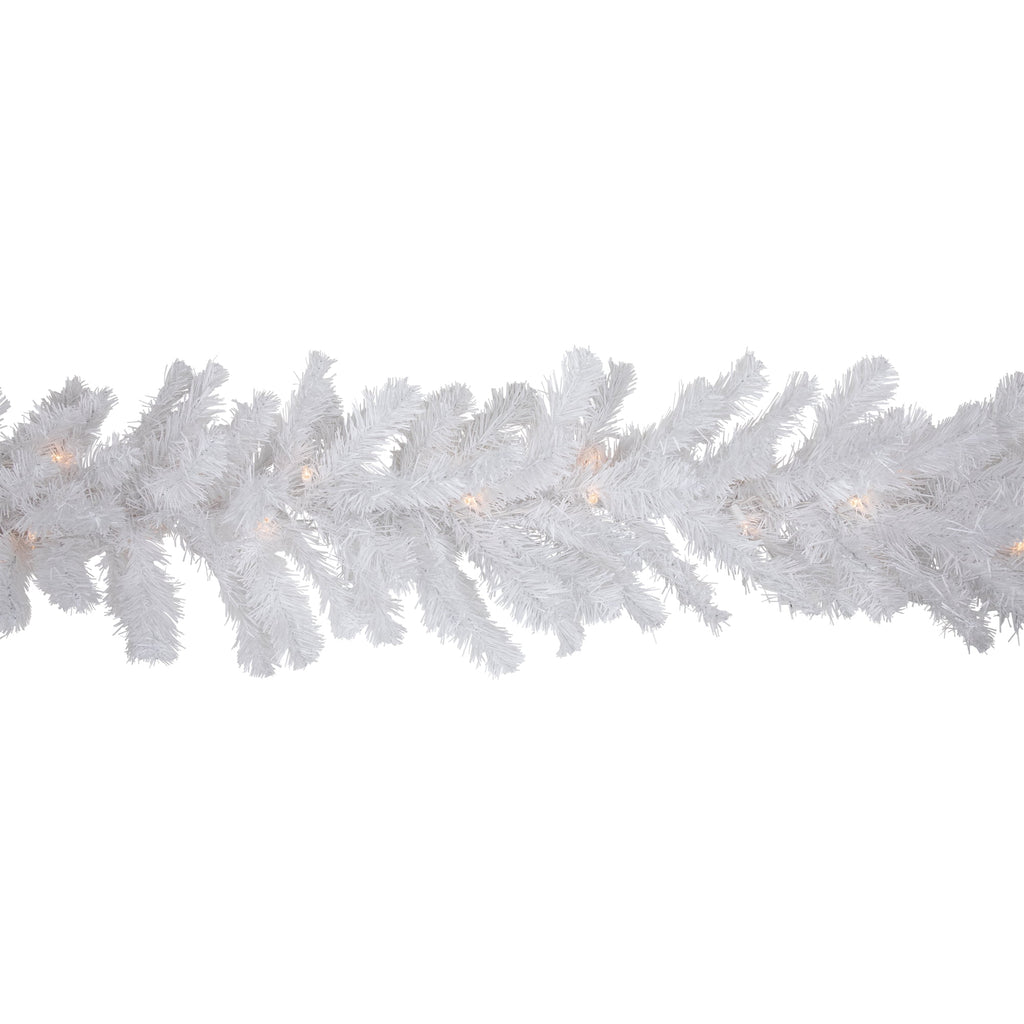 9' x 12" Pre-Lit Snow White Artificial Christmas Garland - Clear Lights