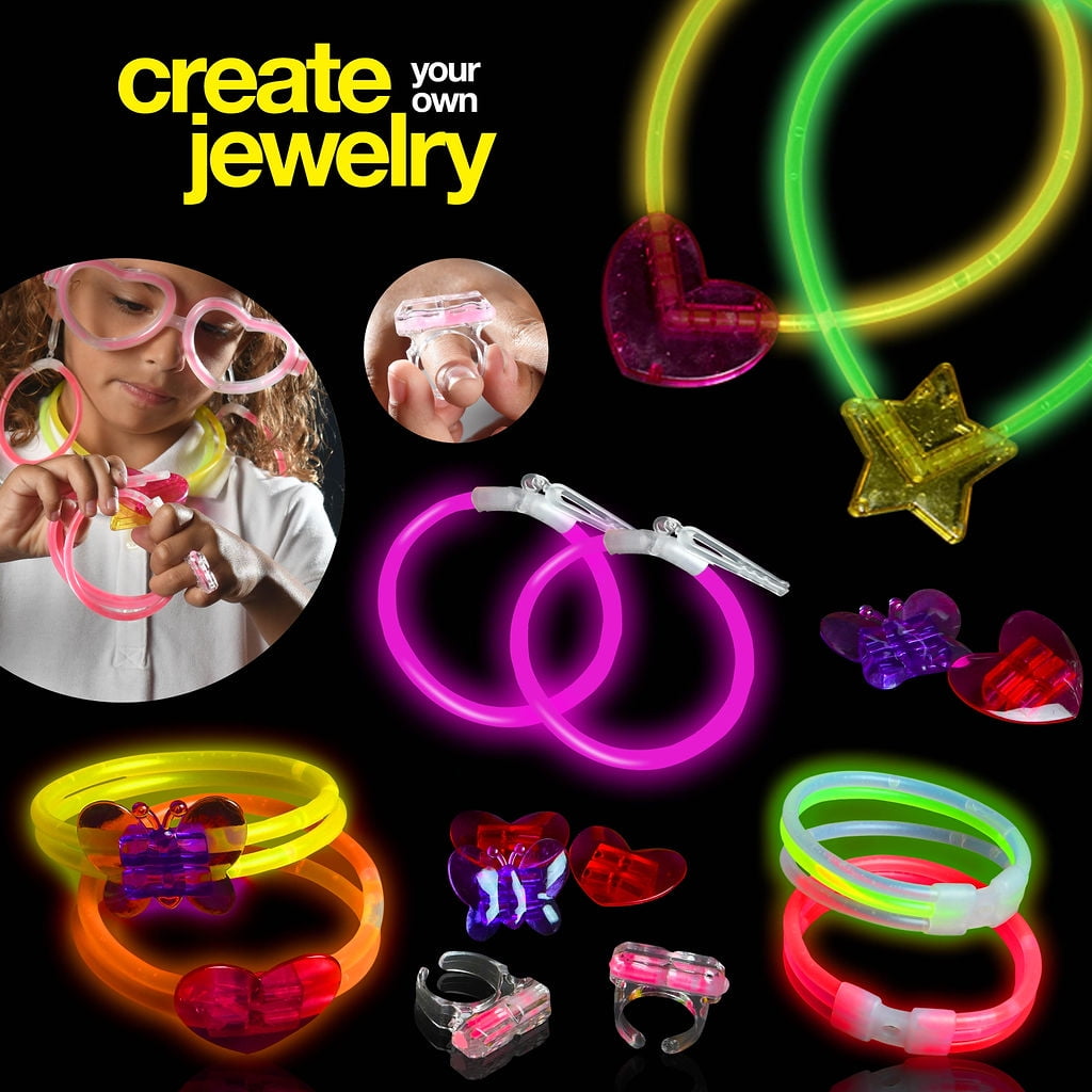 Glow Sticks Bulk 500 Pack - 200 Glowsticks And 300 Accessories - 8 Inch Ultra Bright Glow Sticks Party Pack Mixed Colors - Play22USA