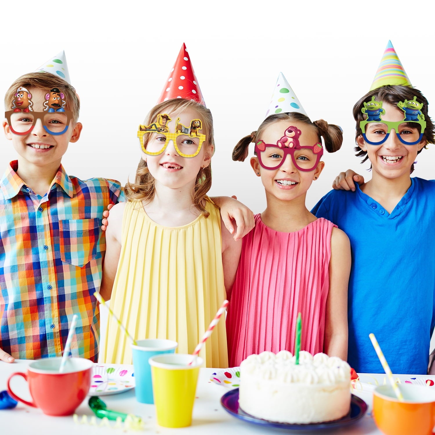 12Pcs Toy Story Themed Glasses, Party Supplies Photo Booth Prop Cartoon Character Cosplay Birthday Gift for Kids.