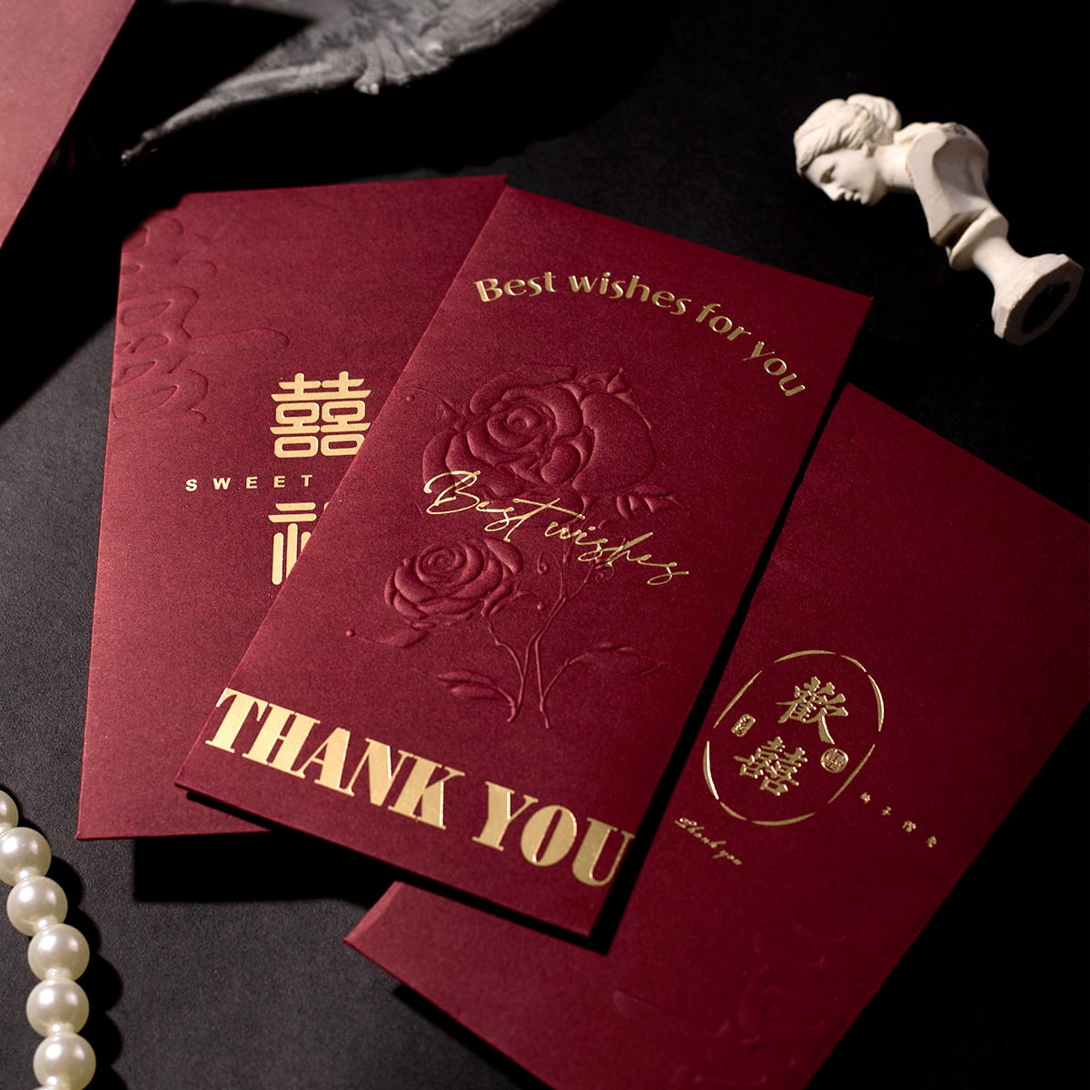 Wedding high-end red envelope, wedding gift red envelope, red wine seal, hot stamping, concave convex craft special red envelope bag