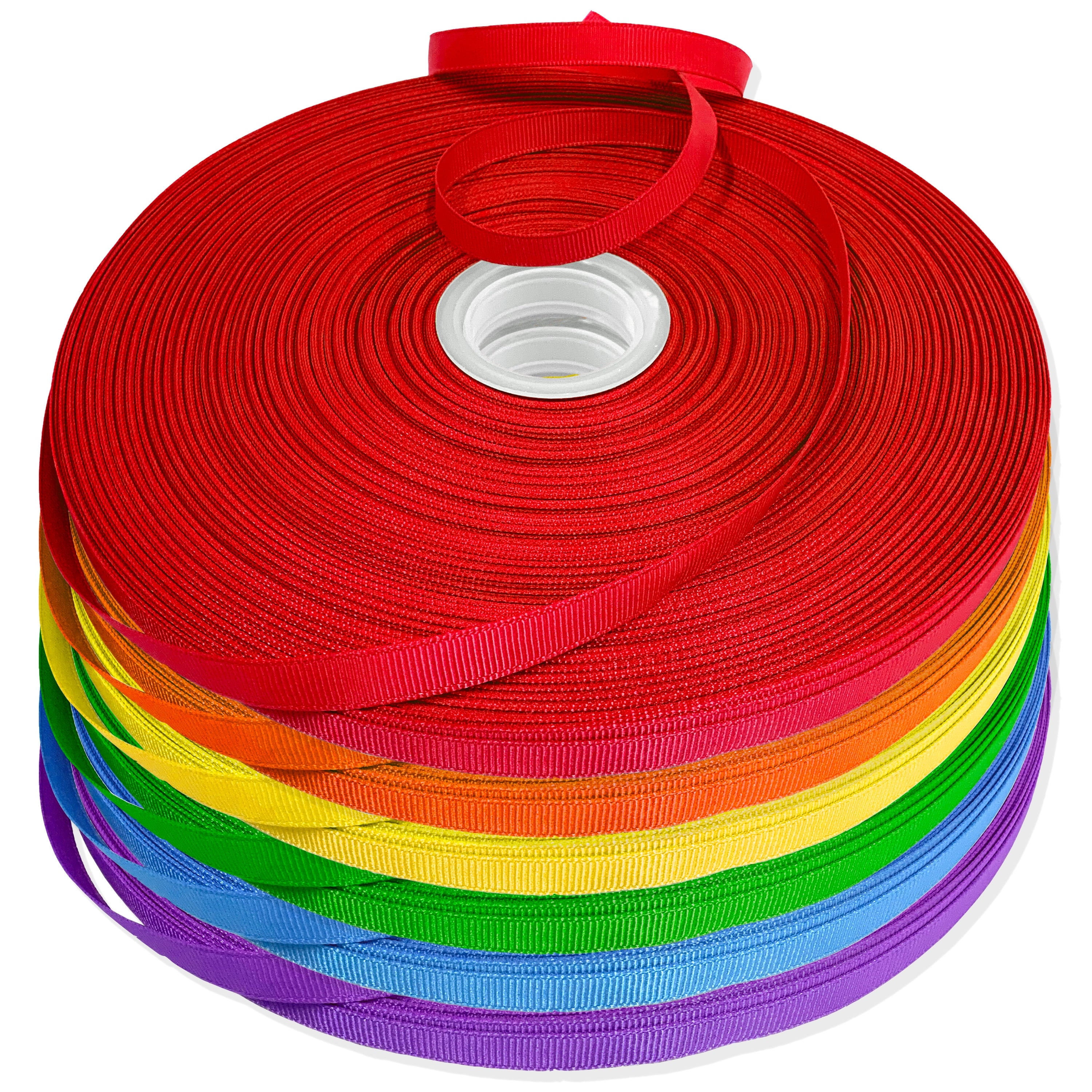 Gwen Studios 3/8" Grosgrain Ribbon, 6 Rainbow Colors, 600 Yards