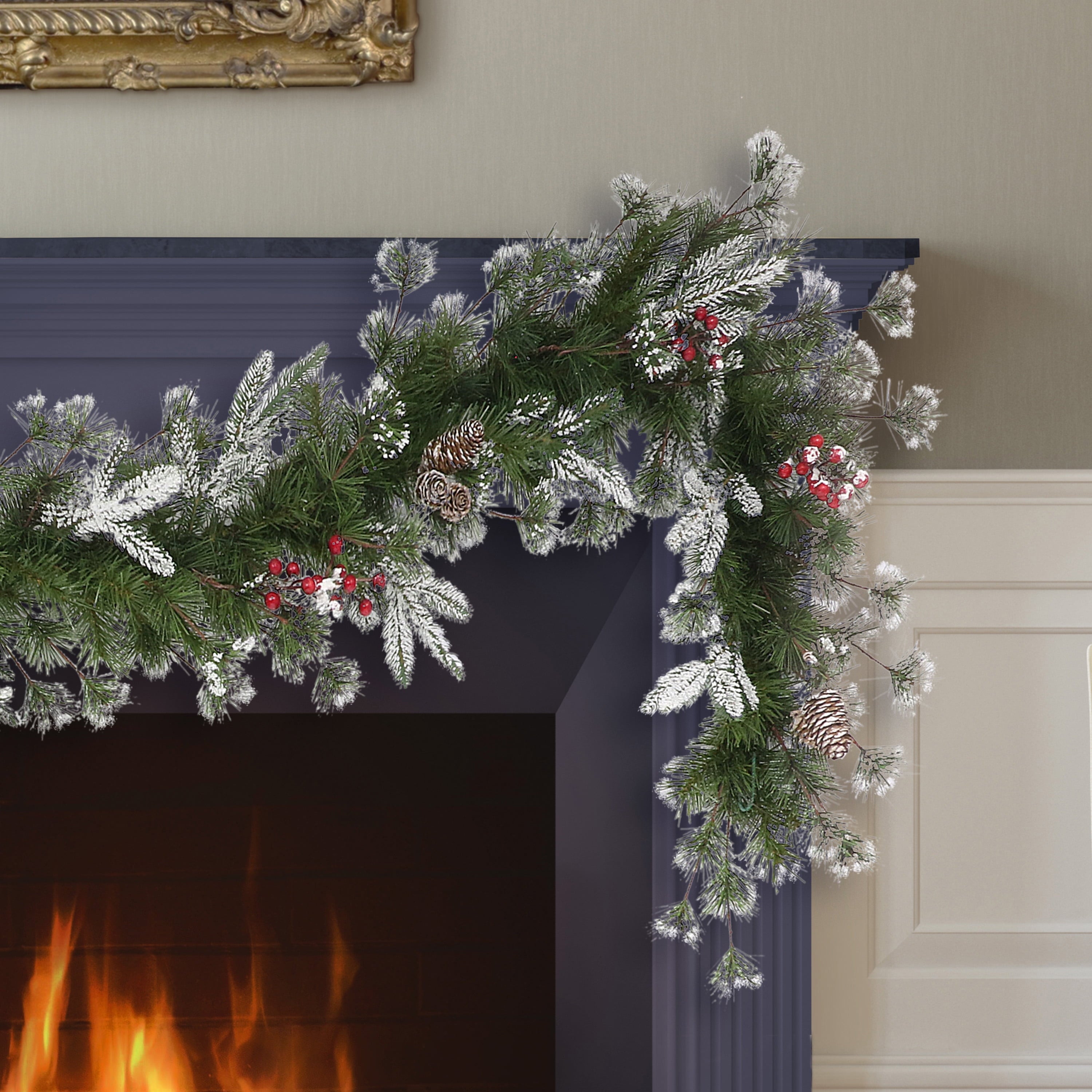9ft x 10in PE/PVC Decorated Garland 220 Tips Pine Cones & Berries