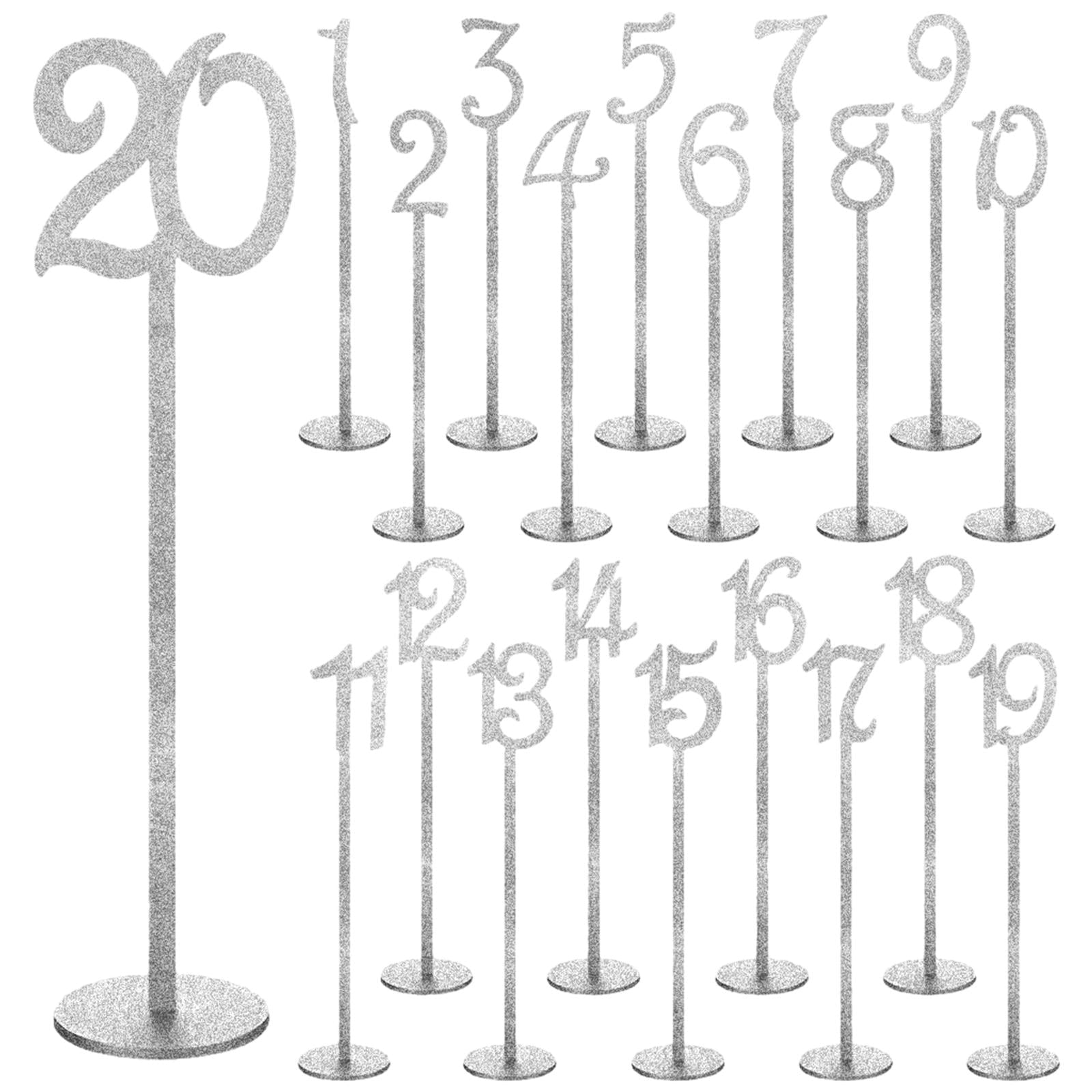 GUOOL Table Numbers, Decorative Table Number Holders, Wood Table Number Cards with Base, Place Card Holders for Wedding Anniversary 20pcs