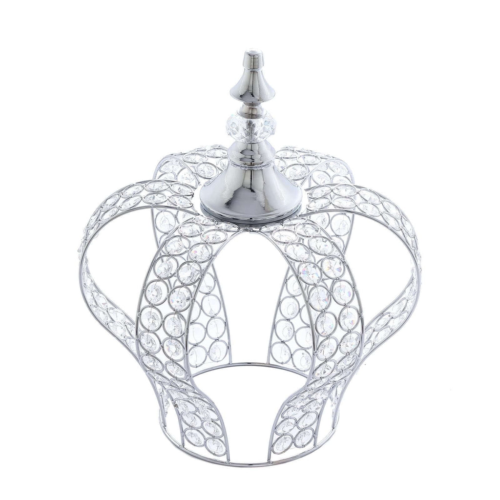 Efavormart 14" Silver Crystal Metallic Royal Crown Cake Topper with 168 Acrylic Beads For Wedding Birthday Party Special Event