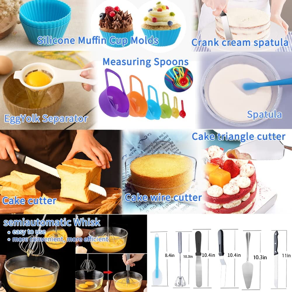 Cake Decorating Kit,635 Pcs Decorating Supplies With 3 Springform Pan Sets Icing Nozzles Rotating Turntable Cake Topper Piping Bags Carrier Holder,Cake Baking Set Tools