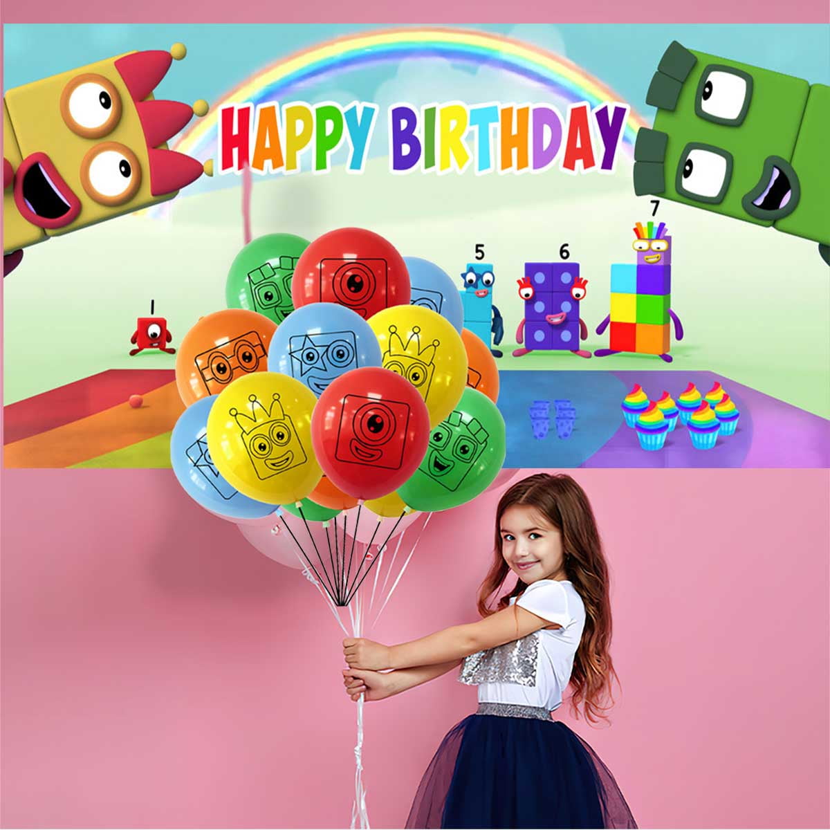 Numberblocks Birthday Party Supplies Balloons Paper Plates Decoration Cake Topper Decor Tableware Banner Backdrop