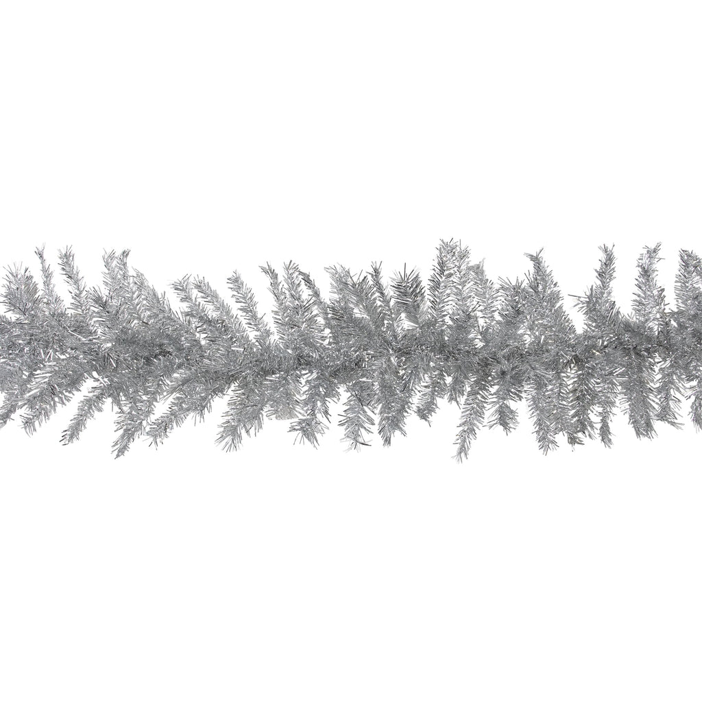 Northlight Metallic Tinsel Artificial Christmas Garland - 9' x 12" - Silver - Unlit