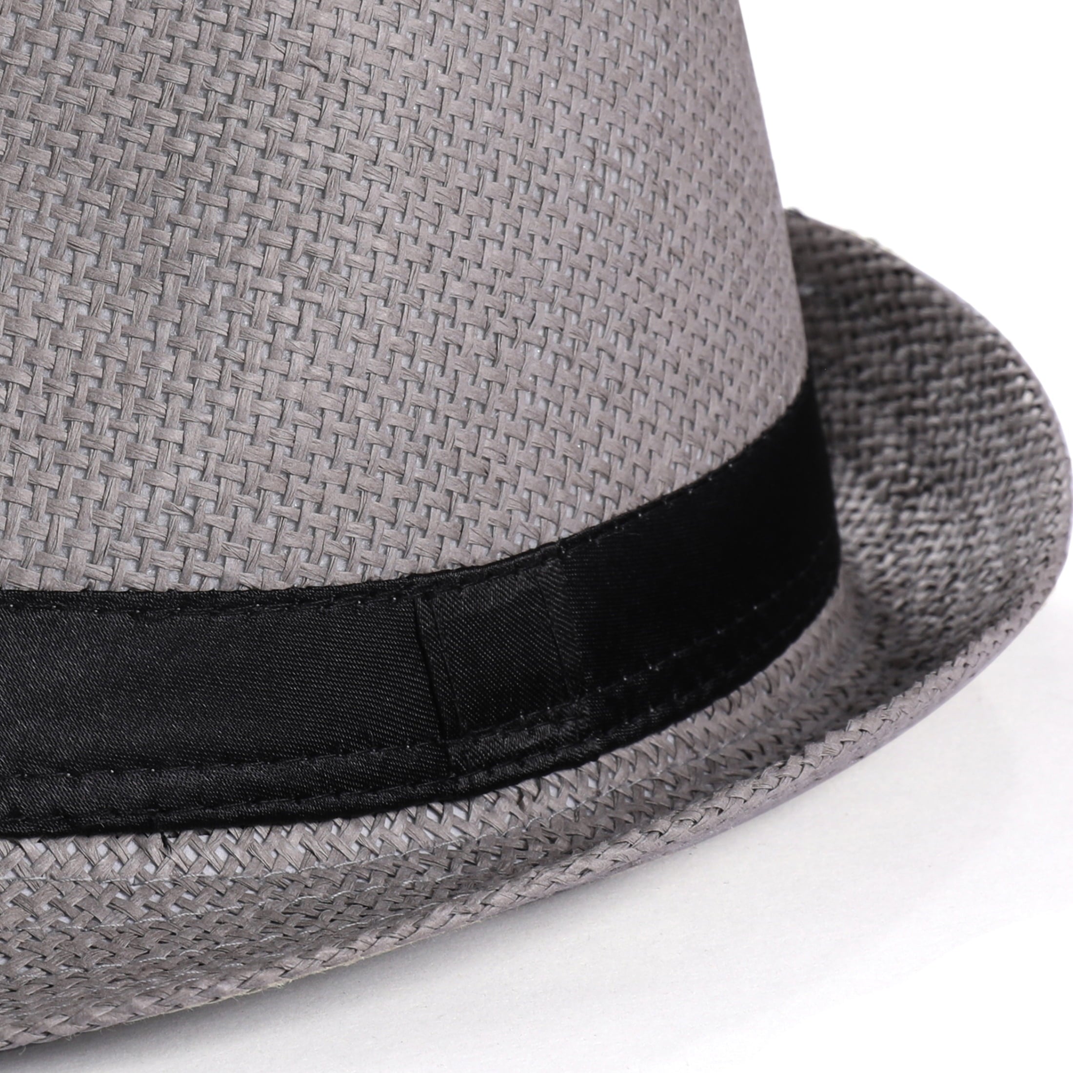 BABEYOND Straw Trilby Fedora Hat for Men-1920s Felt Panama Hat Short Brim Summer Cap with Ribbon