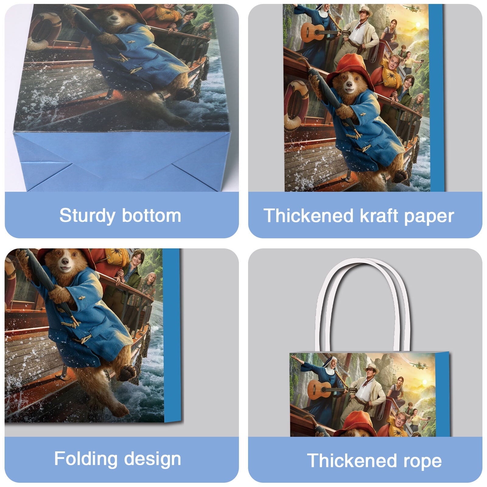 16 Pcs For Paddington Cartoon For Peru-Themed Party Favor Bags - Candy Gift Bags with Handles for Celebrations and Event Decorations