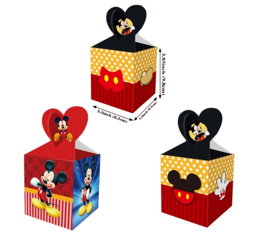 24PCS Mickey Party Candy Boxes for Anime Theme Birthday Party Supplies Decor,Kids Birthday Game Party Kraft Paper Gift Bag Decoration