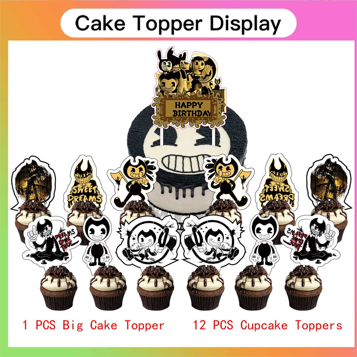 Bendy and the Ink Machine Birthday Party Supplies Balloons Plates Decoration Cake Topper Decor Tableware Banner Backdrop