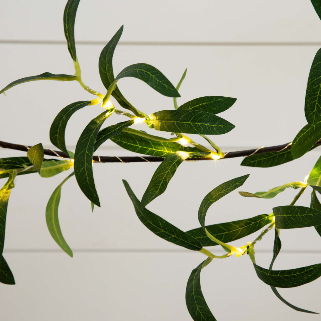 Nearly Natural 6.5ft. Lighted Artificial Olive Garland with 100 Warm White LED Lights