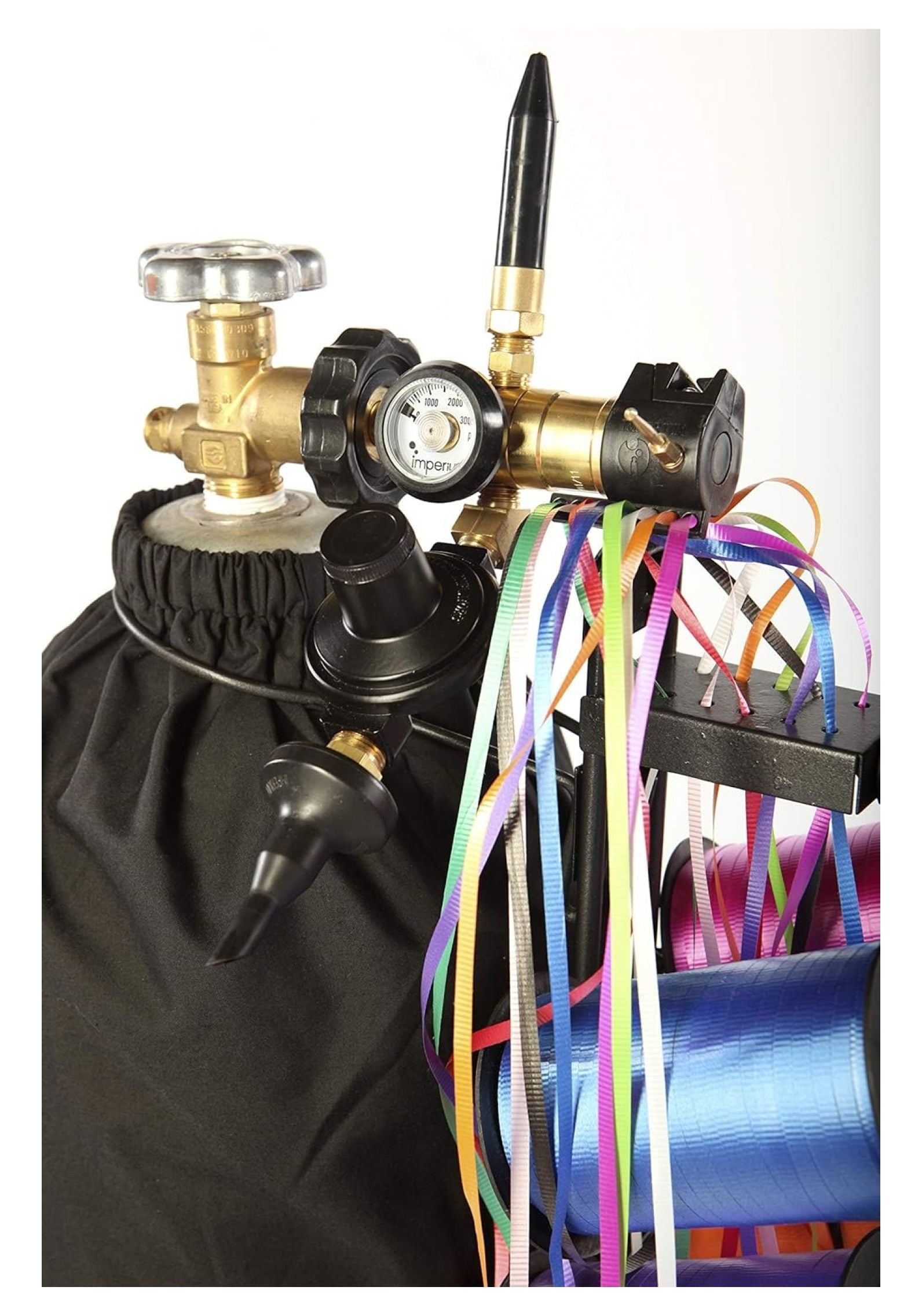 Helium Combo Mylar and Latex Balloon Filler (With Balloon Auto Shut Off , String Cutter, Tying Disc Post and Total Ribbon System)