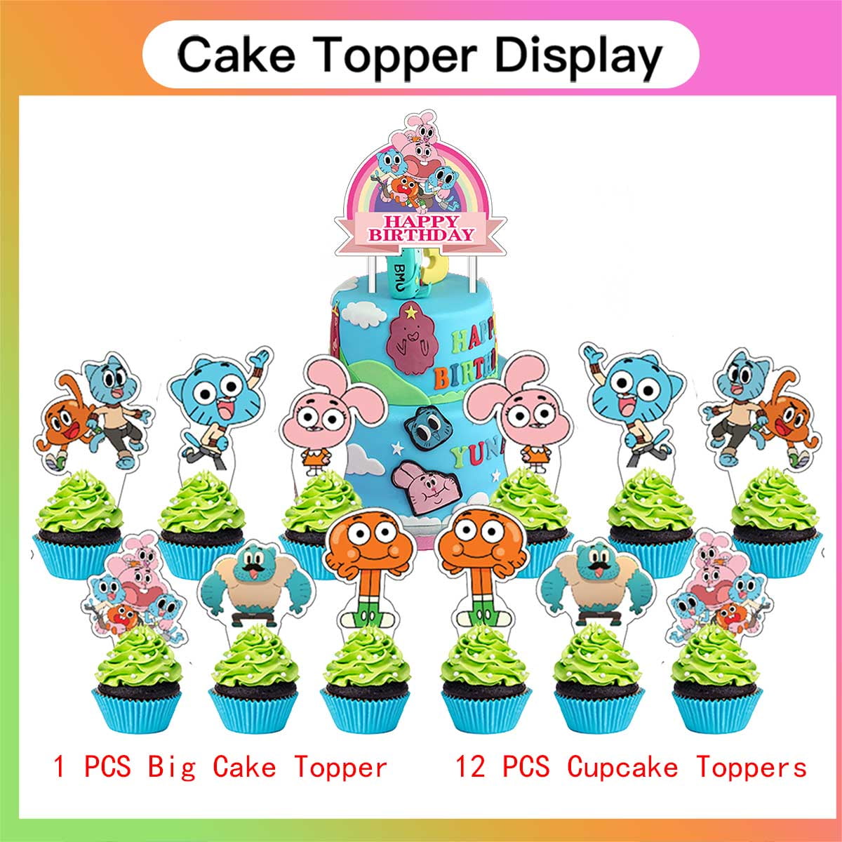 The Amazing World of Gumball Party Supplies Plates Decorations Birthday Cake Topper Banner Decor Backdrop Balloons