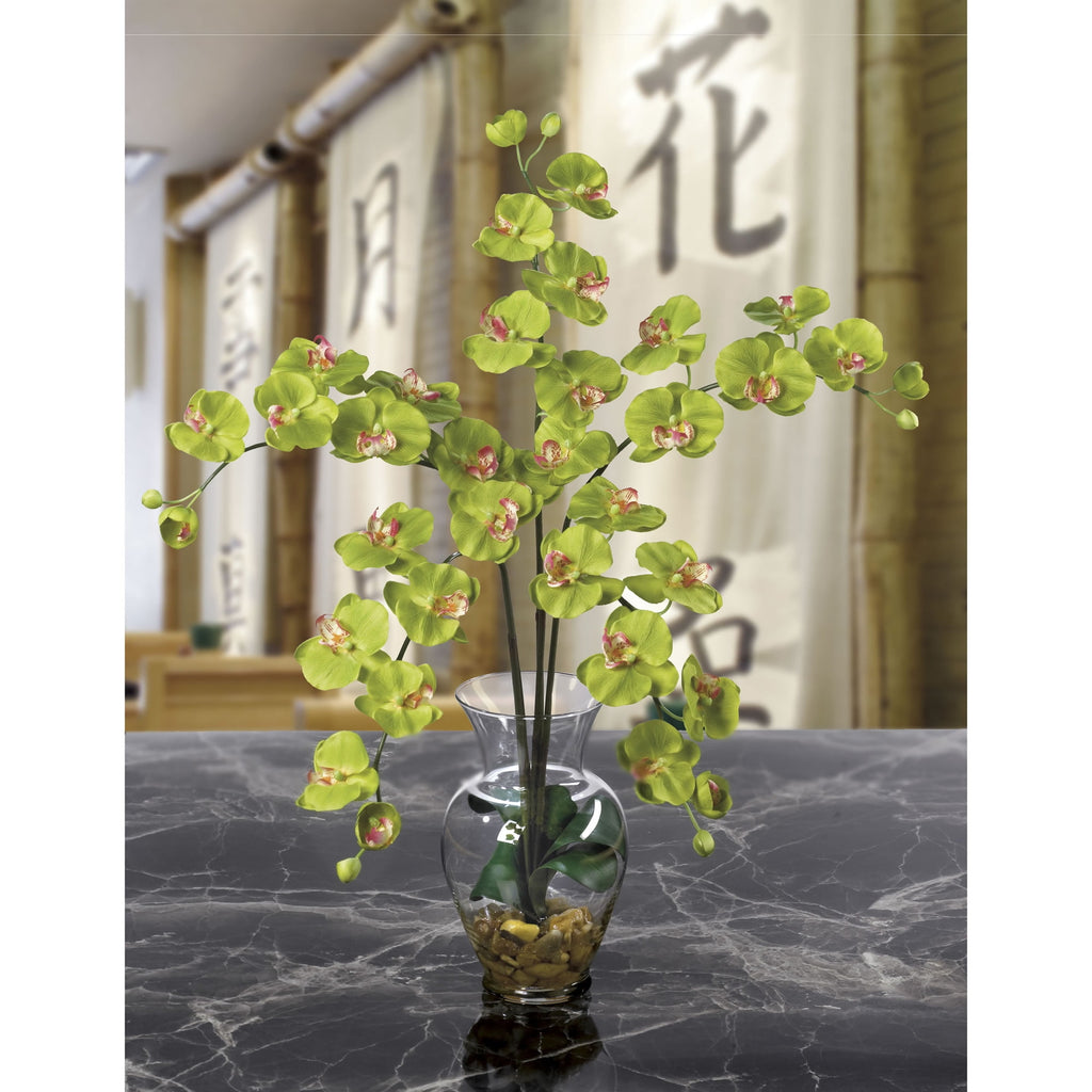 Nearly Natural Phalaenopsis Liquid Illusion Silk Flower Arrangement, White