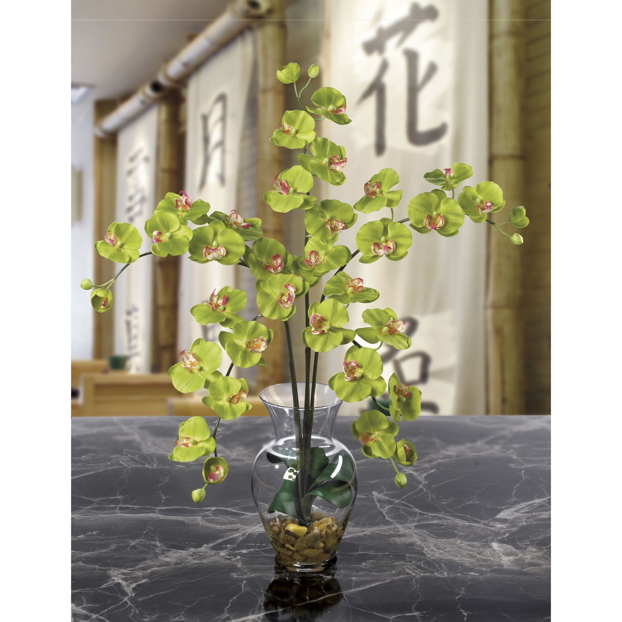 Nearly Natural Phalaenopsis Liquid Illusion Silk Flower Arrangement, White