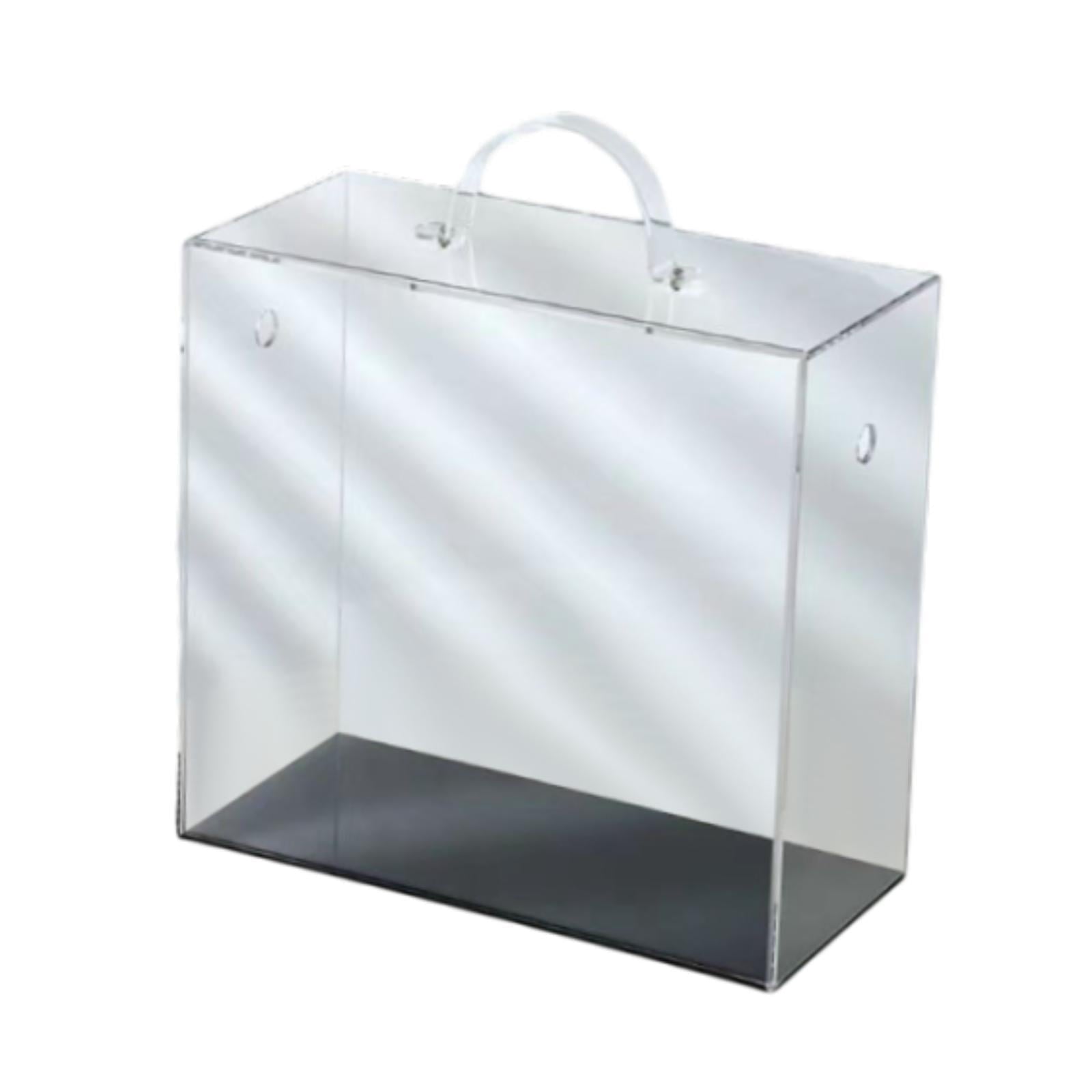 Sharprepublic Clear Acrylic Flower Box with Handle Elegant for Bridal Shower Gift Tote Bag 25.5x12x21cm