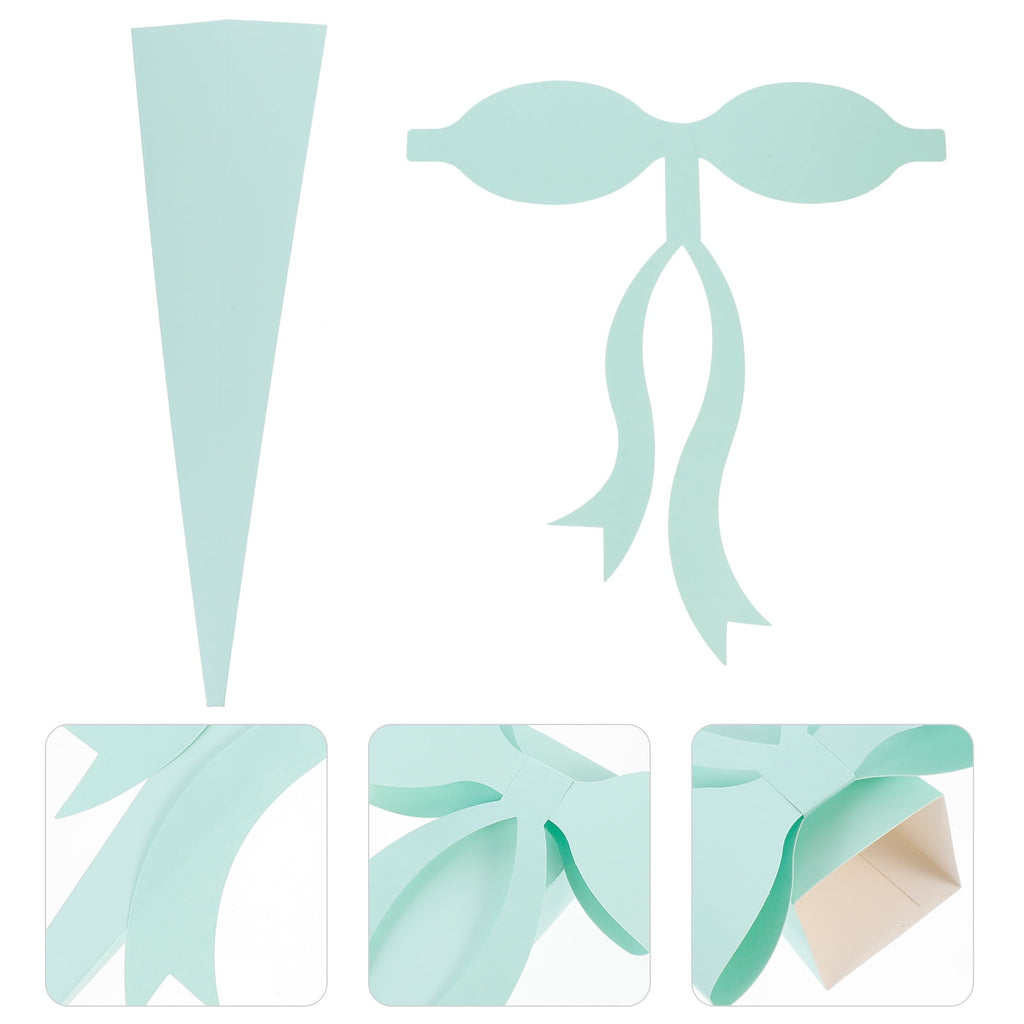 Worgeous  10 Sets Flower Box Packaging Material Paper Bags for Gifts Clear Goodie Green