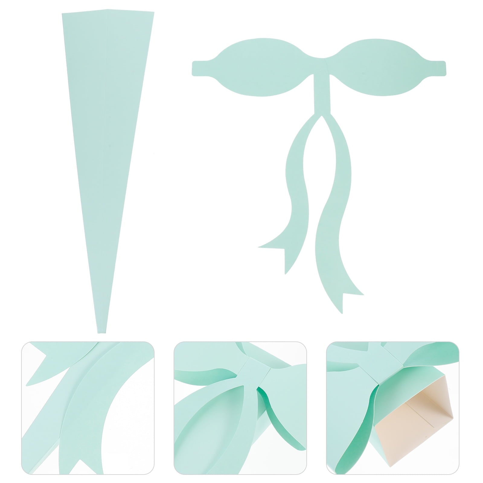 Worgeous  10 Sets Flower Box Packaging Material Paper Bags for Gifts Clear Goodie Green