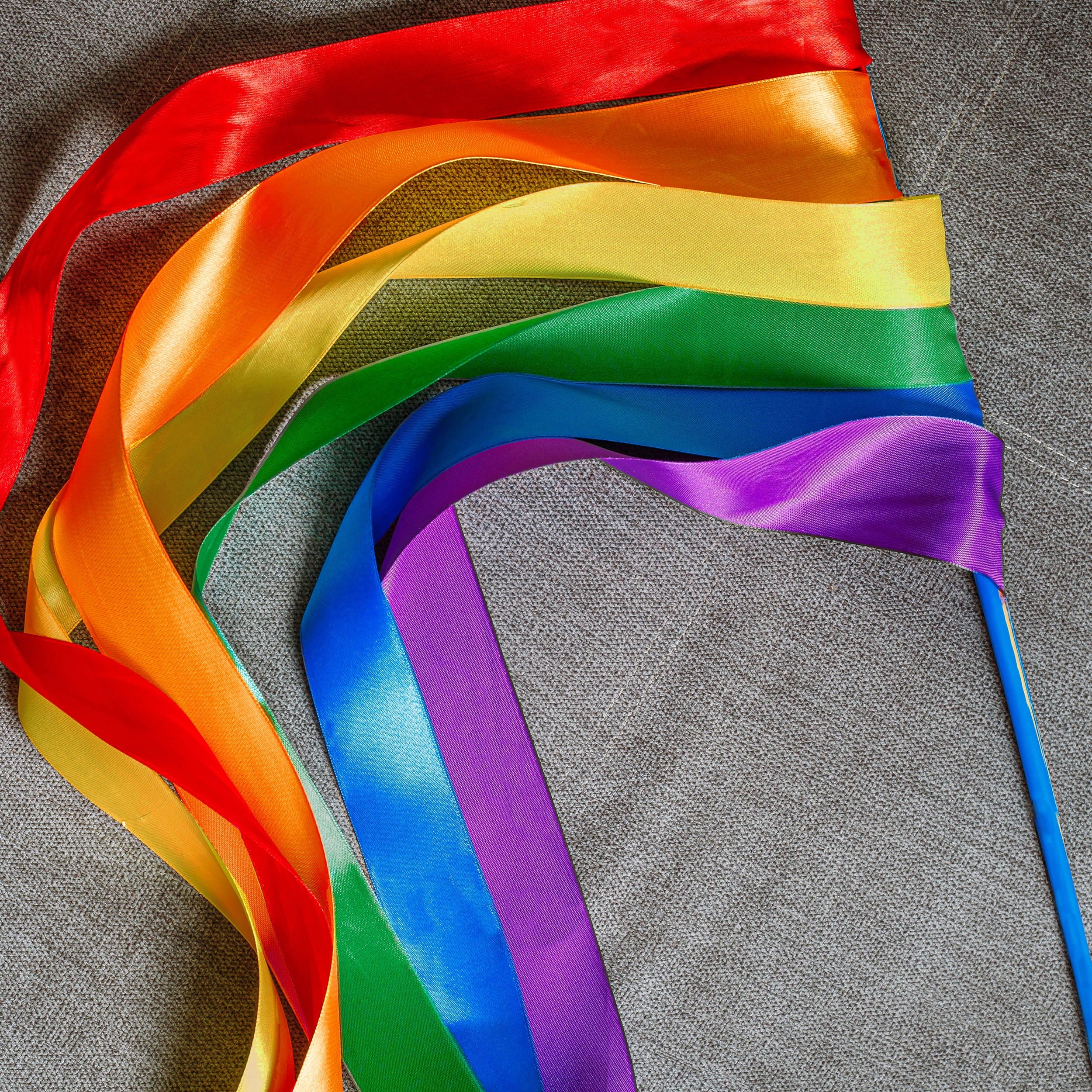 Single Faced Satin Rainbow Ribbon, 6 Colors, 5/8" x 600 Yards